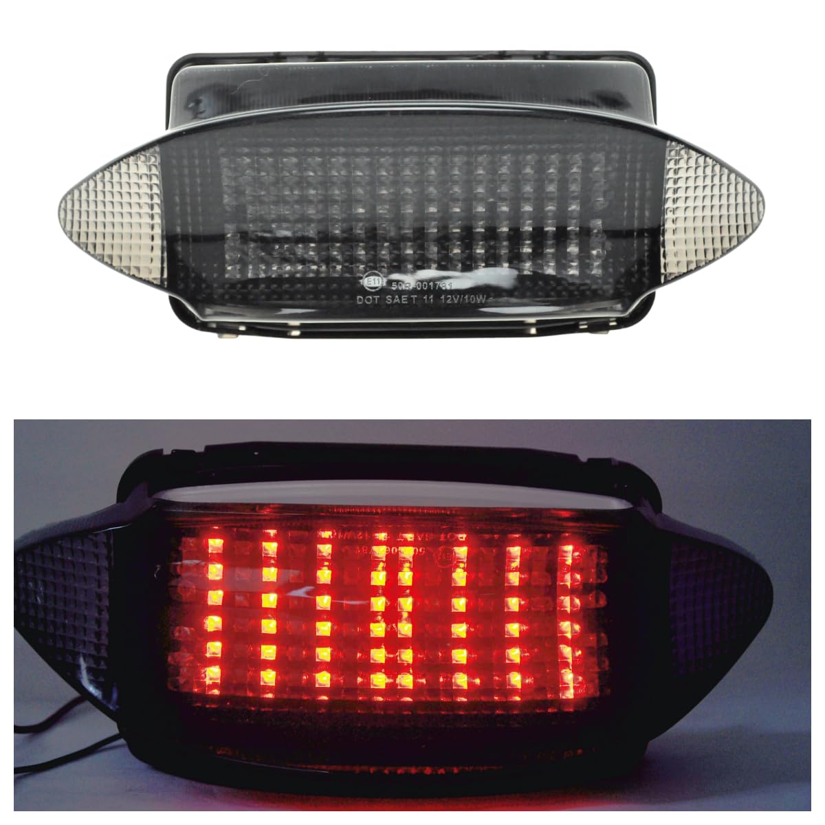 TOPZONE Kompatibel mit Honda 1997–1998 CBR600F3; 1998 CBR600F Smokin' Joe's Edition; Rückleuchte LED-Brems-Rücklicht + integrierte Blinker-Idikatoren (Rauchfarbe) von TOPZONE