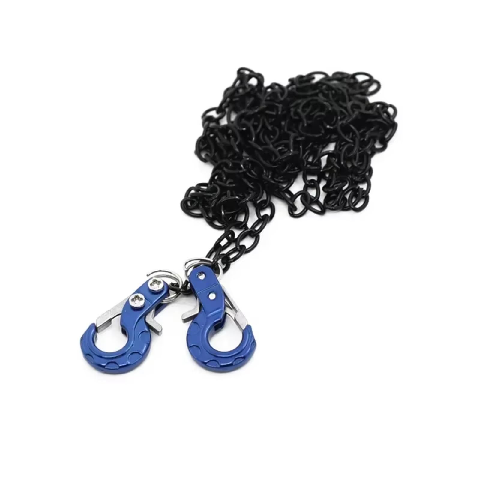 TOQPCZA Für Axial Für SCX10 Für Traxxas Für TRX4 D90 Für Tamiya CC01 1/10 RC Auto Metall CNC Anhänger Haken Winde Haken Mit Anhänger Kette Zubehör RC Autoteile(Blue) von TOQPCZA