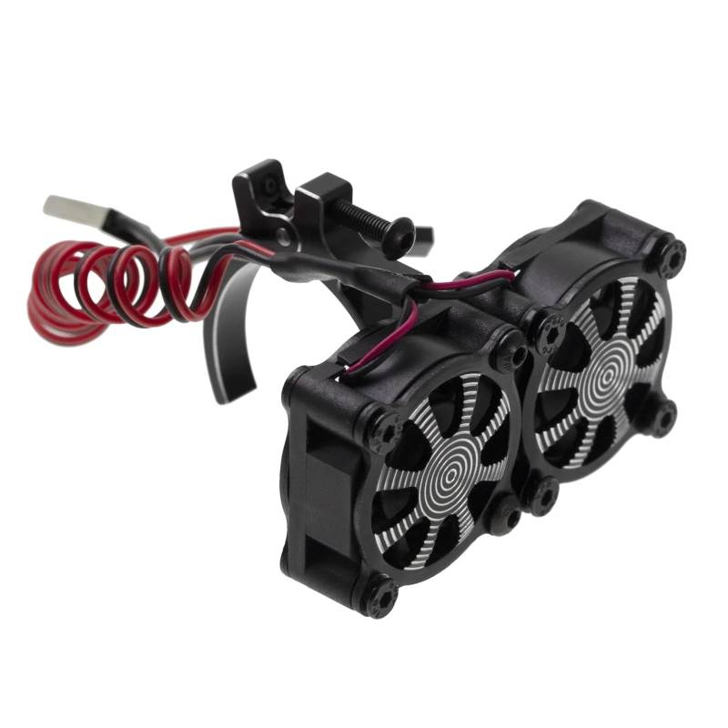TOQPCZA Für Axial Für SCX10 Für Traxxas Für TRX4 Für Tamiya 1/8 1/10 RC Auto 540 550 3650 3660 Motor Kühlkörper Lüfter Mit Thermische Sensor RC Autoteile(Black) von TOQPCZA