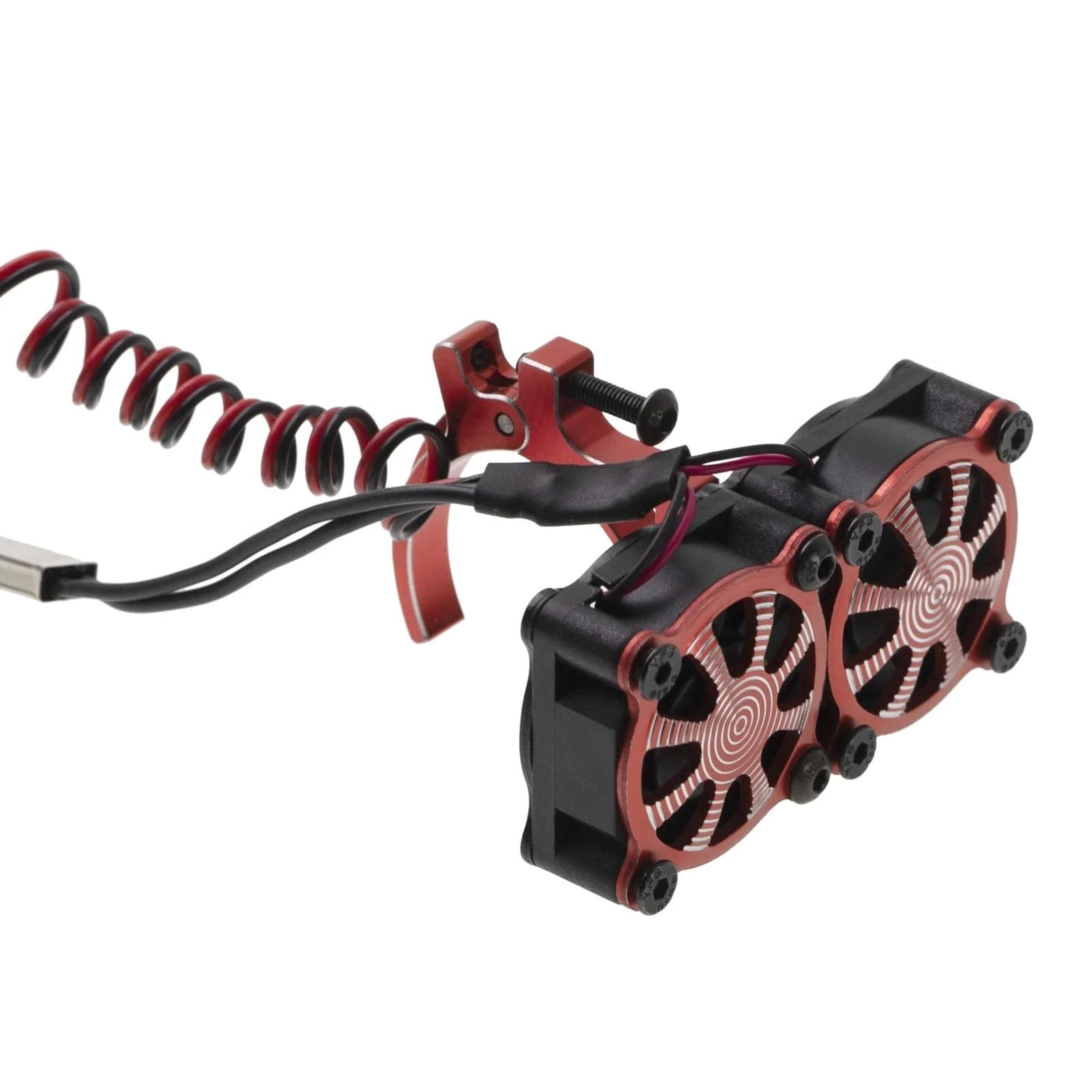 TOQPCZA Für Axial Für SCX10 Für Traxxas Für TRX4 Für Tamiya 1/8 1/10 RC Auto 540 550 3650 3660 Motor Kühlkörper Lüfter Mit Thermische Sensor RC Autoteile(Red) von TOQPCZA