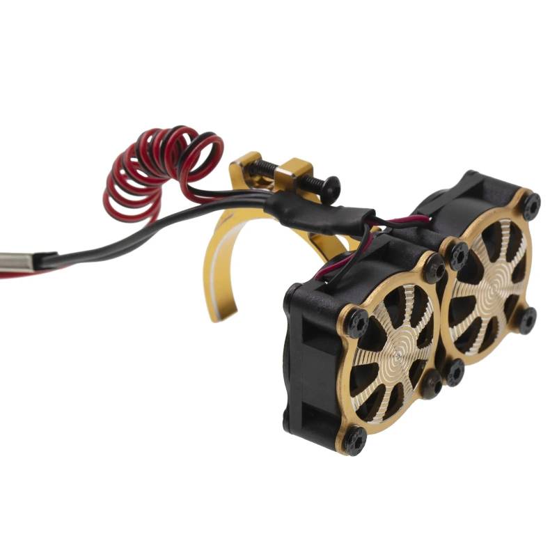 TOQPCZA Für Axial Für SCX10 Für Traxxas Für TRX4 Für Tamiya 1/8 1/10 RC Auto 540 550 3650 3660 Motor Kühlkörper Lüfter Mit Thermische Sensor RC Autoteile(Yellow) von TOQPCZA