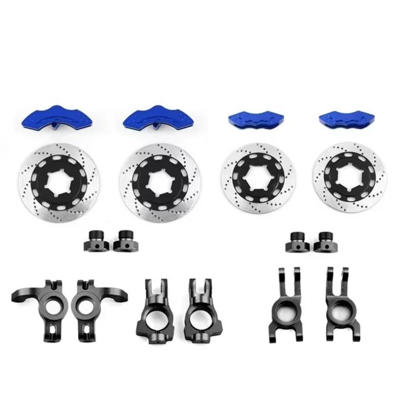 TOQPCZA Für KM Raytheon Für Rallye Auto C3 E8414 E8415 1/7 RC Auto Upgrade Zubehör 1 Set Disc Bremse Set Bremssattel RC Autoteile(Blue Black) von TOQPCZA