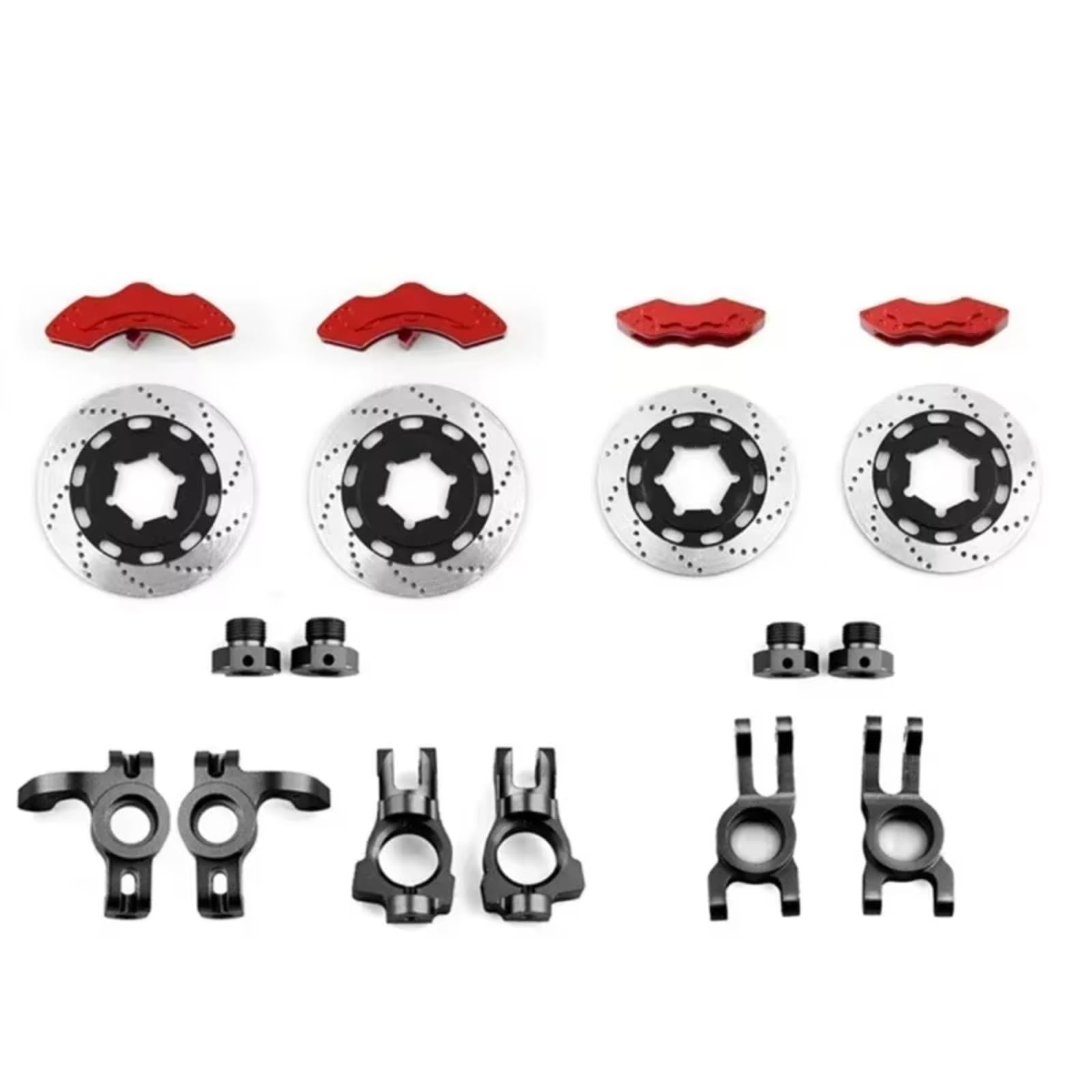 TOQPCZA Für KM Raytheon Für Rallye Auto C3 E8414 E8415 1/7 RC Auto Upgrade Zubehör 1 Set Disc Bremse Set Bremssattel RC Autoteile(Red Black) von TOQPCZA
