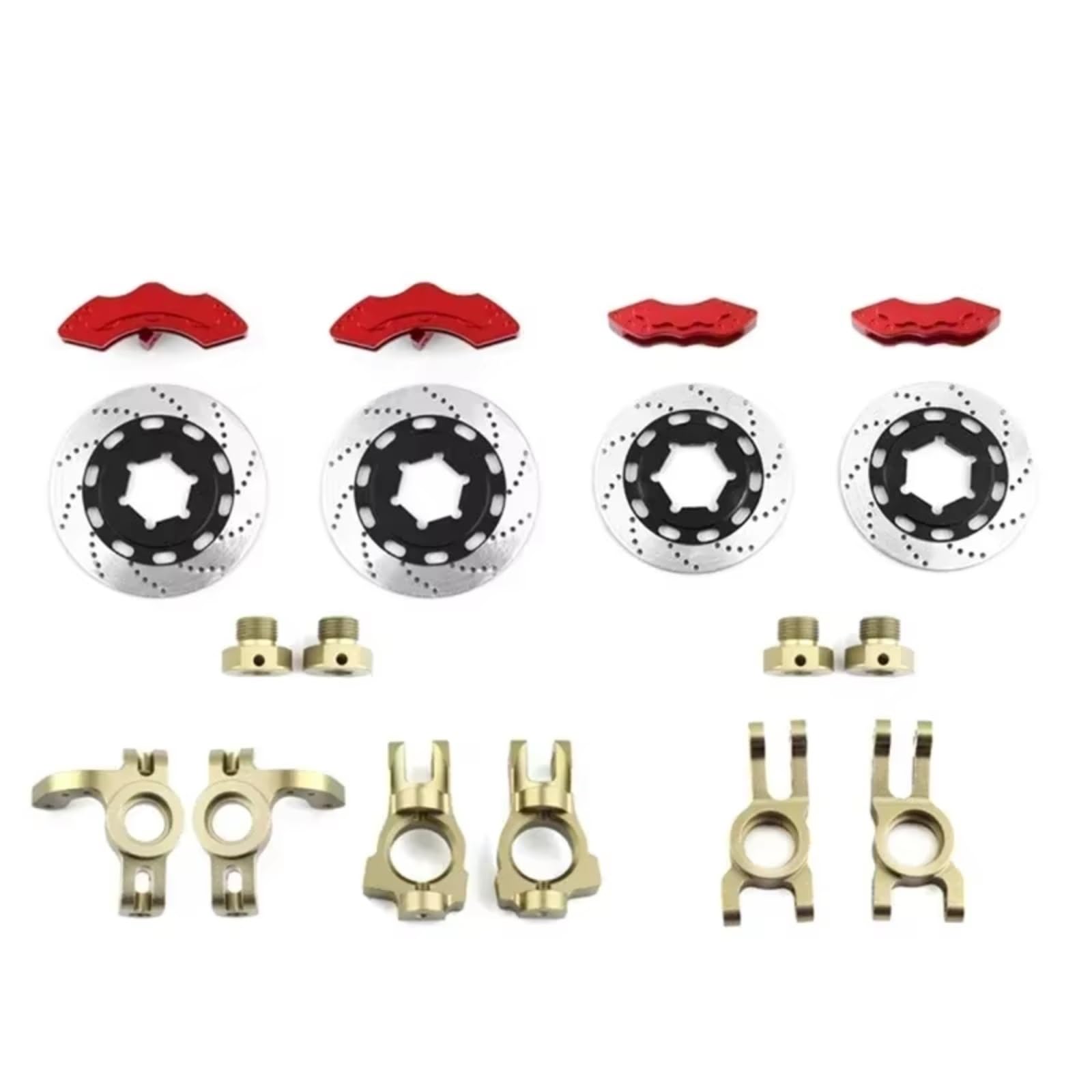 TOQPCZA Für KM Raytheon Für Rallye Auto C3 E8414 E8415 1/7 RC Auto Upgrade Zubehör 1 Set Disc Bremse Set Bremssattel RC Autoteile(Red Brown) von TOQPCZA