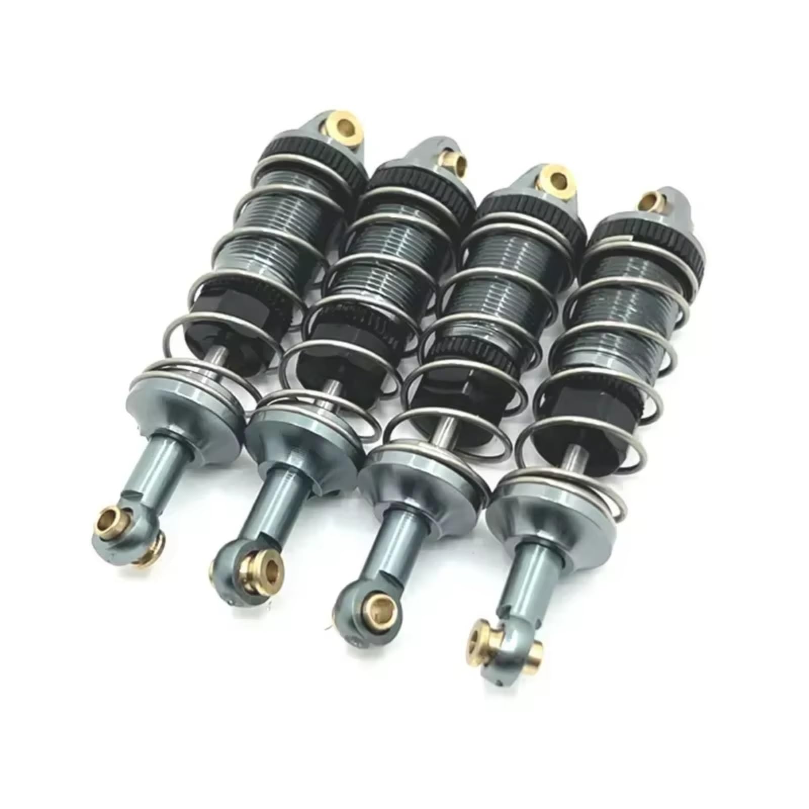 TOQPCZA Für MJX 14301 14302 1/14 RC Auto Upgrade Teile Zubehör 4 Stücke Metall Stoßdämpfer Öl Dämpfer 4 Stücke 60mm RC Autoteile(Dark Grey) von TOQPCZA