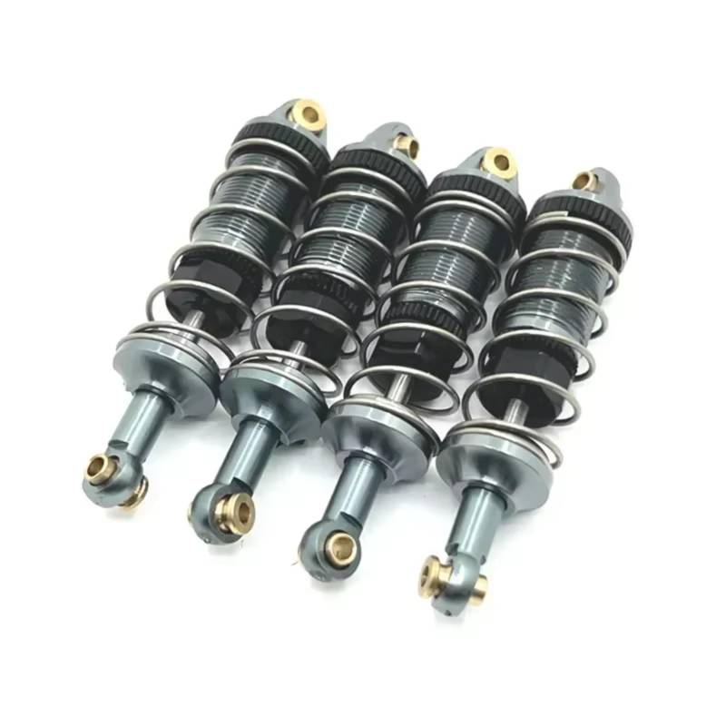 TOQPCZA Für MJX 14301 14302 1/14 RC Auto Upgrade Teile Zubehör 4 Stücke Metall Stoßdämpfer Öl Dämpfer 4 Stücke 60mm RC Autoteile(Dark Grey) von TOQPCZA