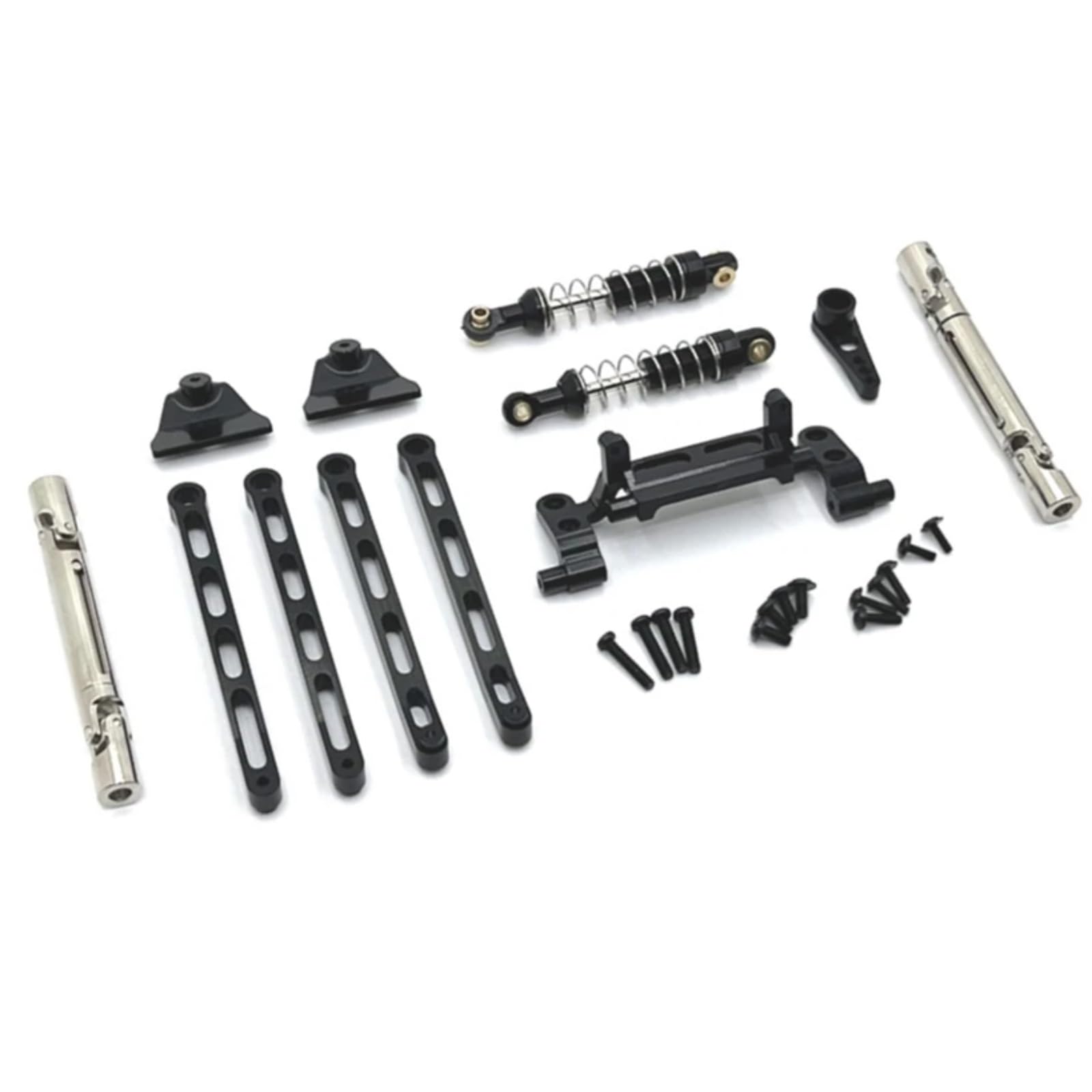 TOQPCZA Für MN82 LC79 MN78 1/12 RC Auto Upgrade Teile Metall Für Chassis Link Stange Zugstange Montieren Stoßdämpfer Antriebswelle Set RC Autoteile(Black) von TOQPCZA