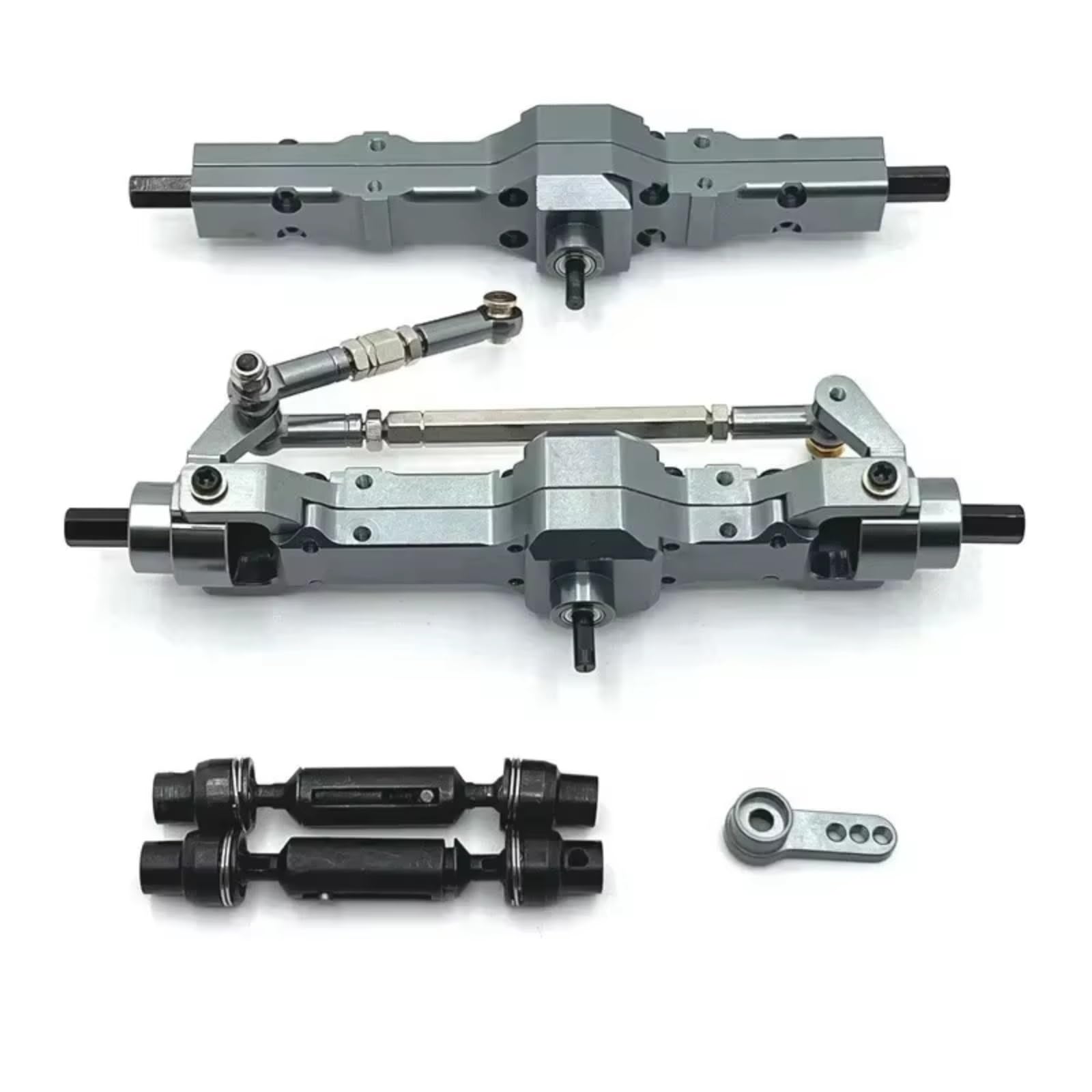 TOQPCZA Für WPL 1/10 C74 1/16 C14 C24 C34 C54 B14 B24 RC Auto Upgrade Teile Zubehör Metall Vordere Hinterachse Und Antriebswelle Servo Arm Set RC Autoteile(Titanium Color) von TOQPCZA