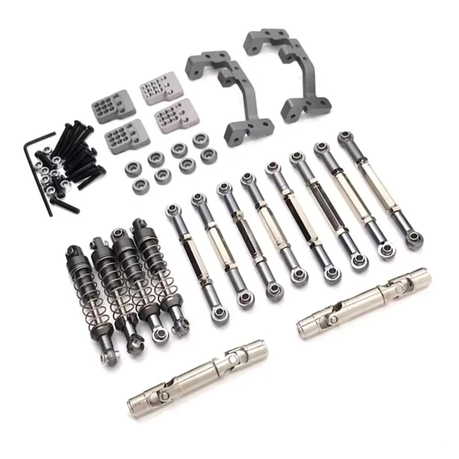TOQPCZA Für WPL C14 C24 C24-1 C54 1/16 Metall Für Chassis Link Rod Zugstange Halterung Stoßdämpfer Antriebswelle Set RC Auto Upgrade Teile Ersatz Verwendung Rc SpezialstoßDäMpfer(Gray) von TOQPCZA