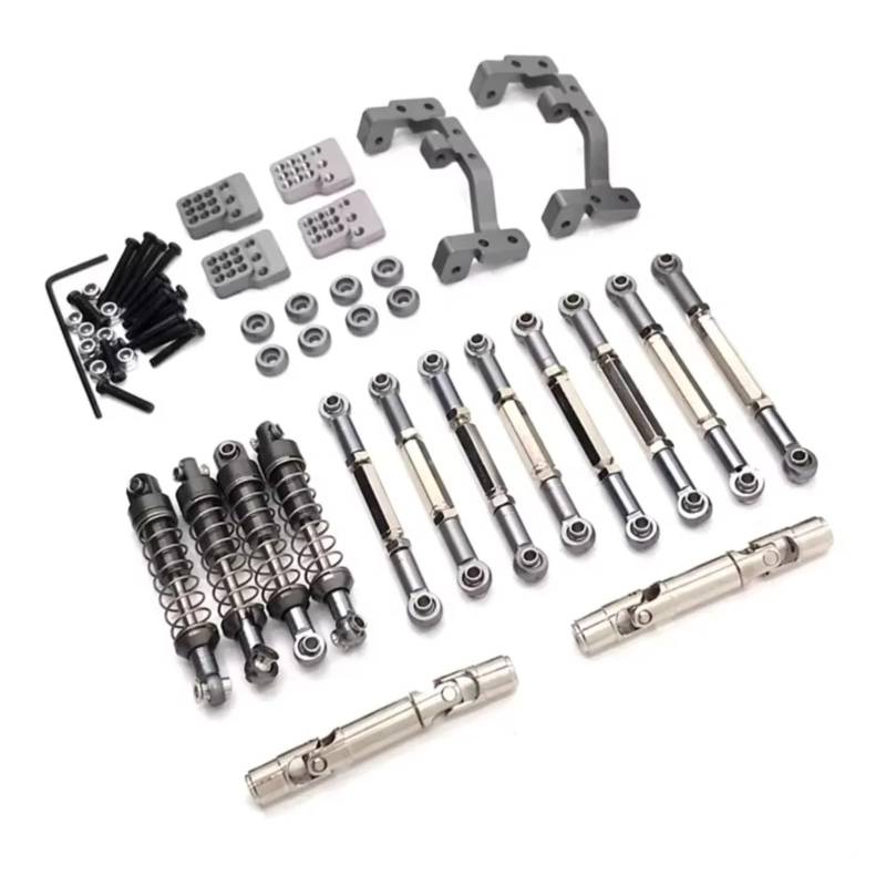 TOQPCZA Für WPL C14 C24 C24-1 C54 1/16 Metall Für Chassis Link Rod Zugstange Halterung Stoßdämpfer Antriebswelle Set RC Auto Upgrade Teile Ersatz Verwendung Rc SpezialstoßDäMpfer(Gray) von TOQPCZA