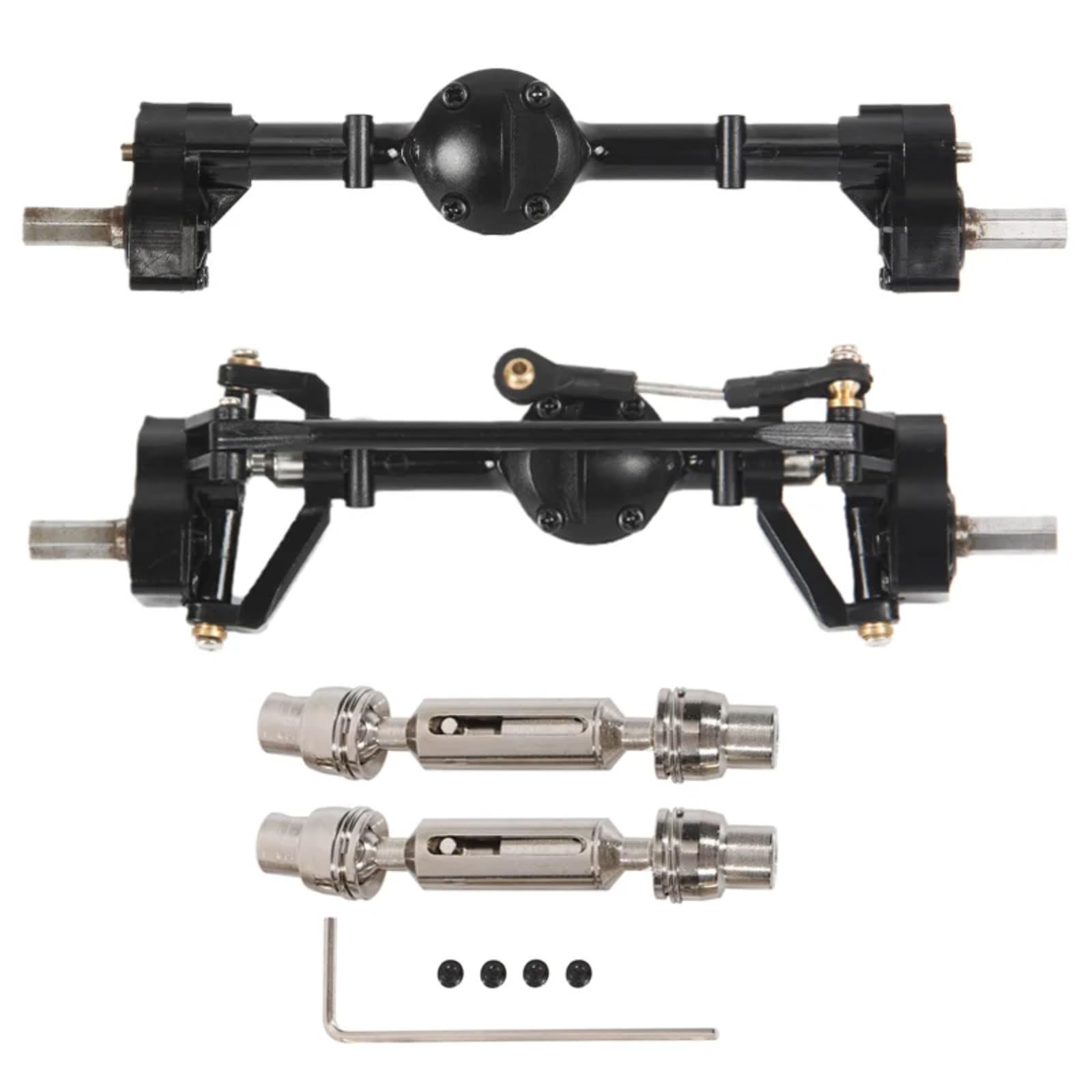 TOQPCZA Für WPL Für C14 C24 C24-1 C34 C44 B14 B24 1/16 RC Auto Upgrades Teile Vordere Und Hintere Portal Achse Mit Metall Antriebswelle RC Autoteile(Size2) von TOQPCZA