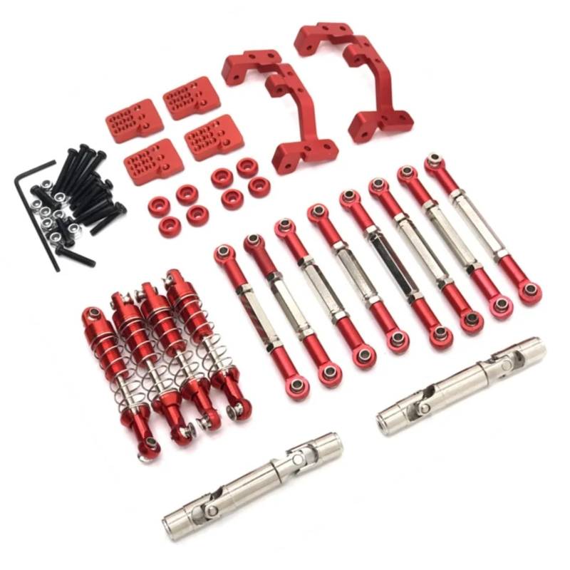 TOQPCZA Für WPL Für C14 C24 C24-1 C54 Metall Für Chassis Link Stange Zugstange Montieren Stoßdämpfer Antriebswelle Set RC Auto Upgrade Teile 1/16 RC Autoteile(Red) von TOQPCZA