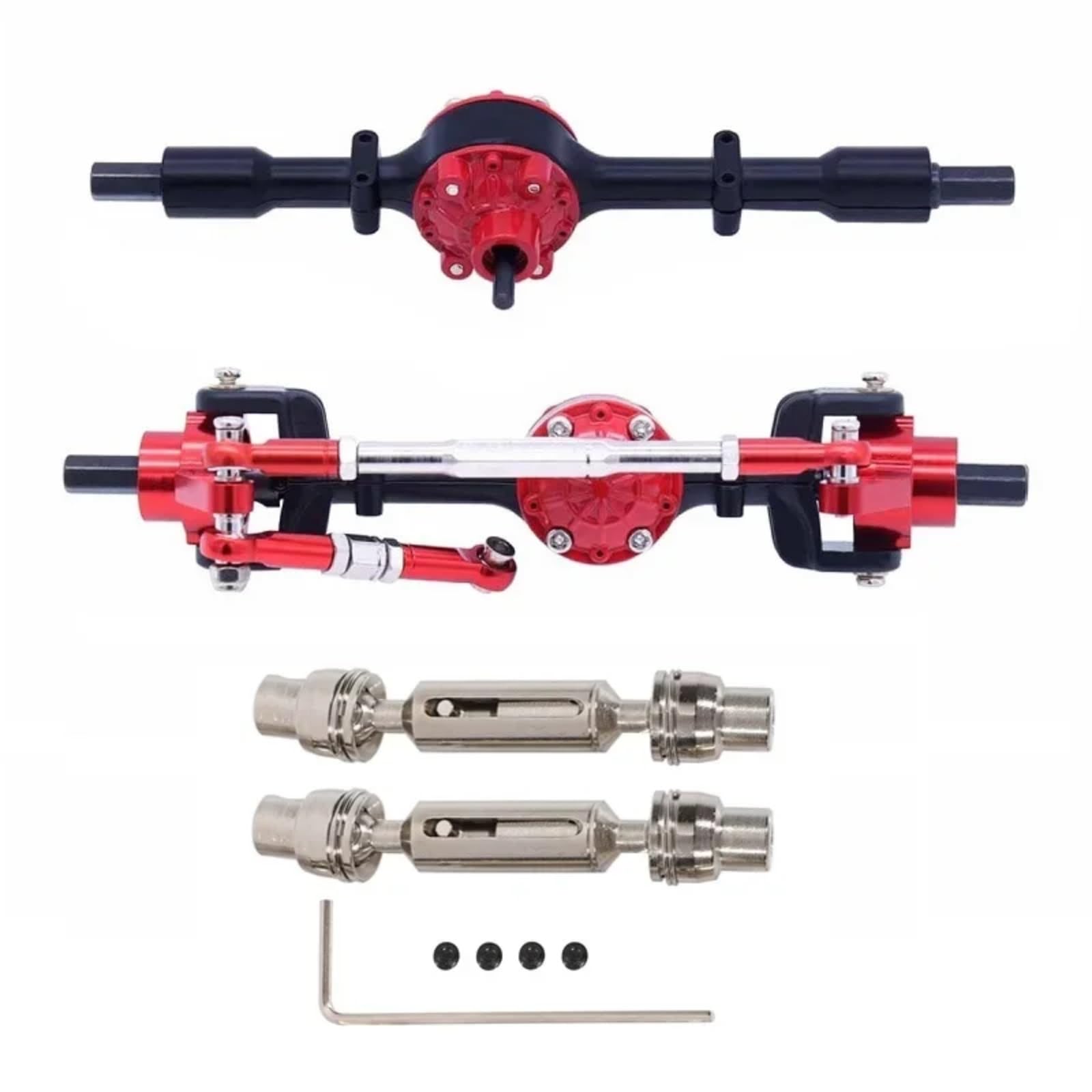 TOQPCZA Für WPL Für C14 C24 C34 C44 C54 B14 B24 1/16 Metall Vordere Hinterachse Und Antriebswelle Set RC Auto Upgrade Teile Zubehör RC Autoteile(Black A) von TOQPCZA
