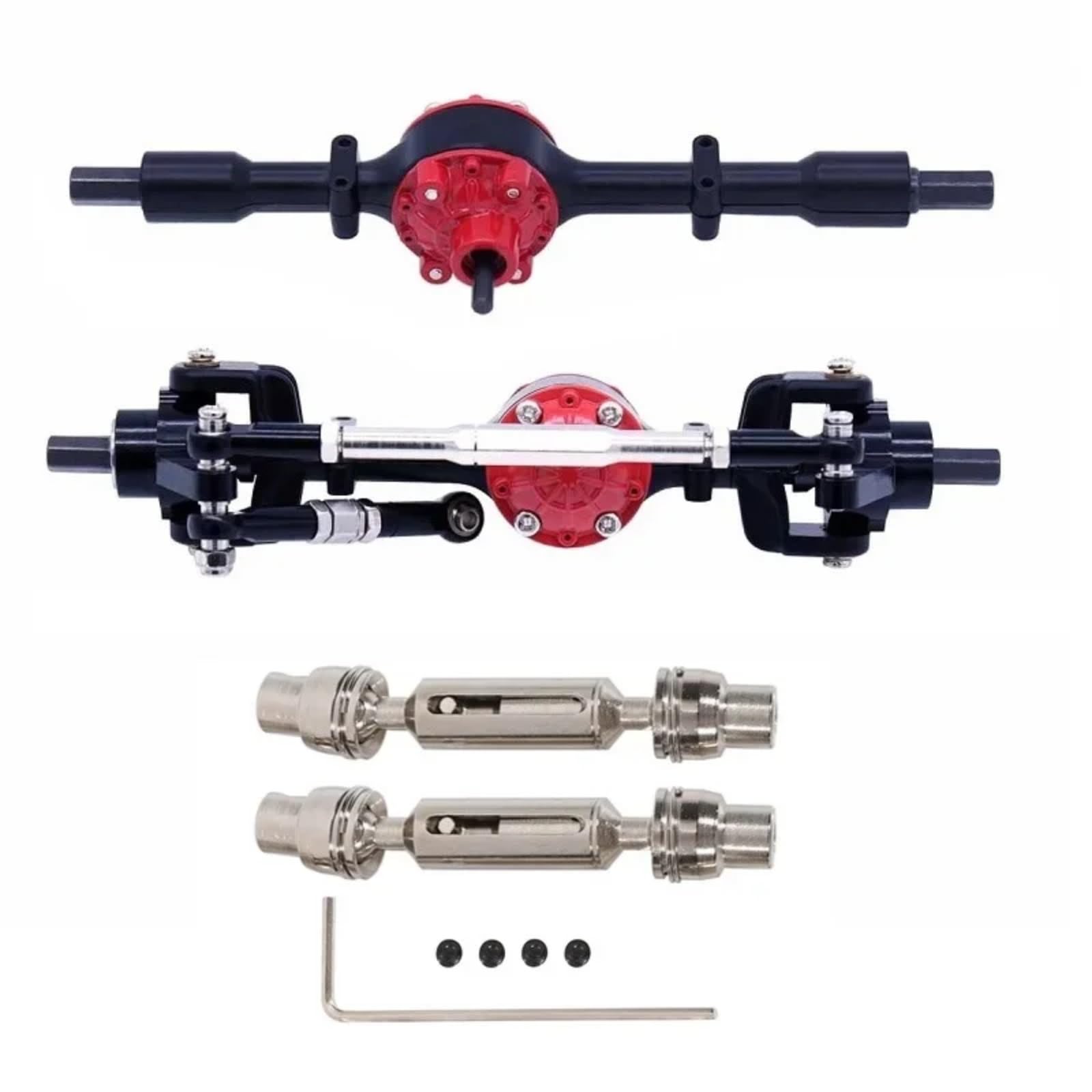 TOQPCZA Für WPL Für C14 C24 C34 C44 C54 B14 B24 1/16 Metall Vordere Hinterachse Und Antriebswelle Set RC Auto Upgrade Teile Zubehör RC Autoteile(Black B) von TOQPCZA