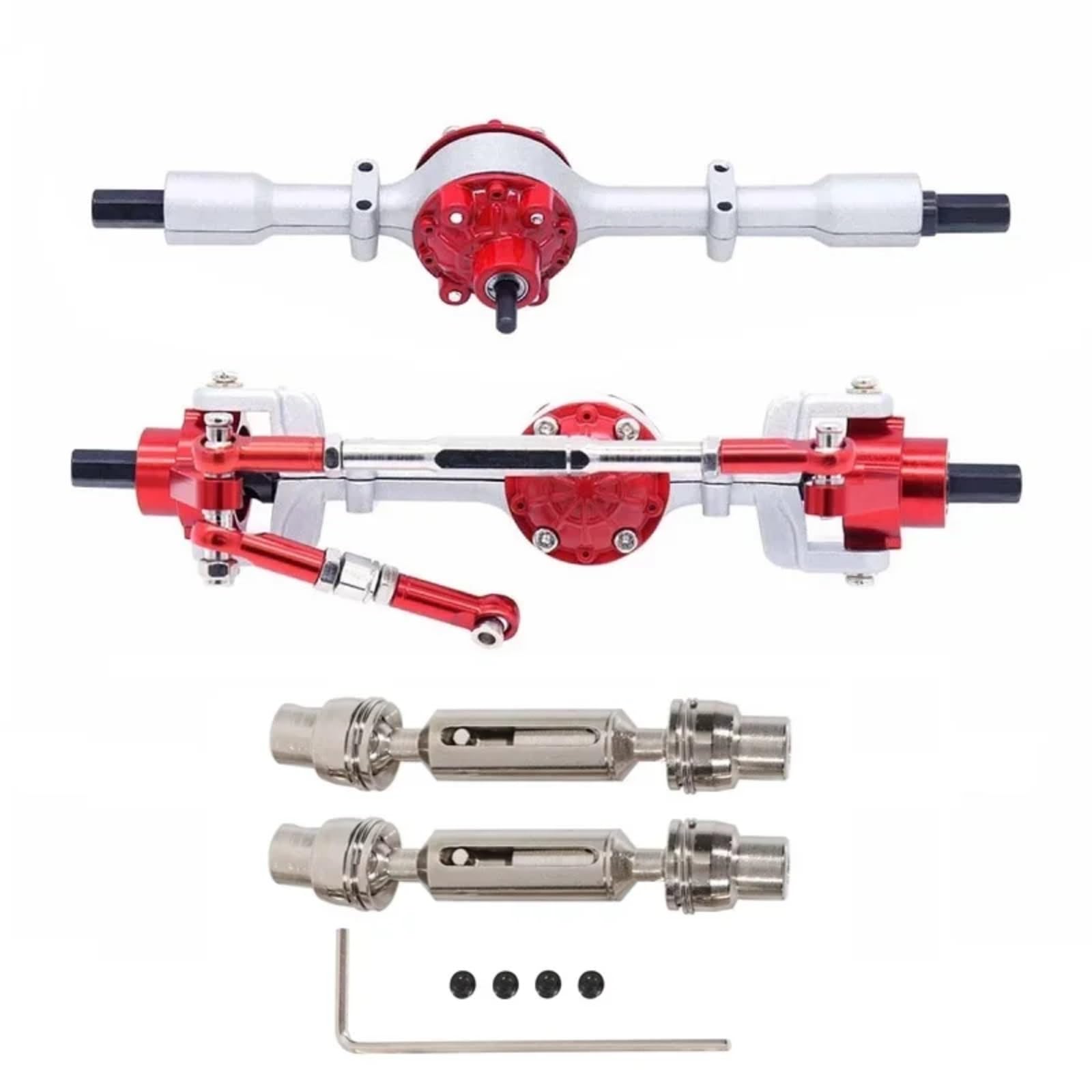 TOQPCZA Für WPL Für C14 C24 C34 C44 C54 B14 B24 1/16 Metall Vordere Hinterachse Und Antriebswelle Set RC Auto Upgrade Teile Zubehör RC Autoteile(Silver A) von TOQPCZA