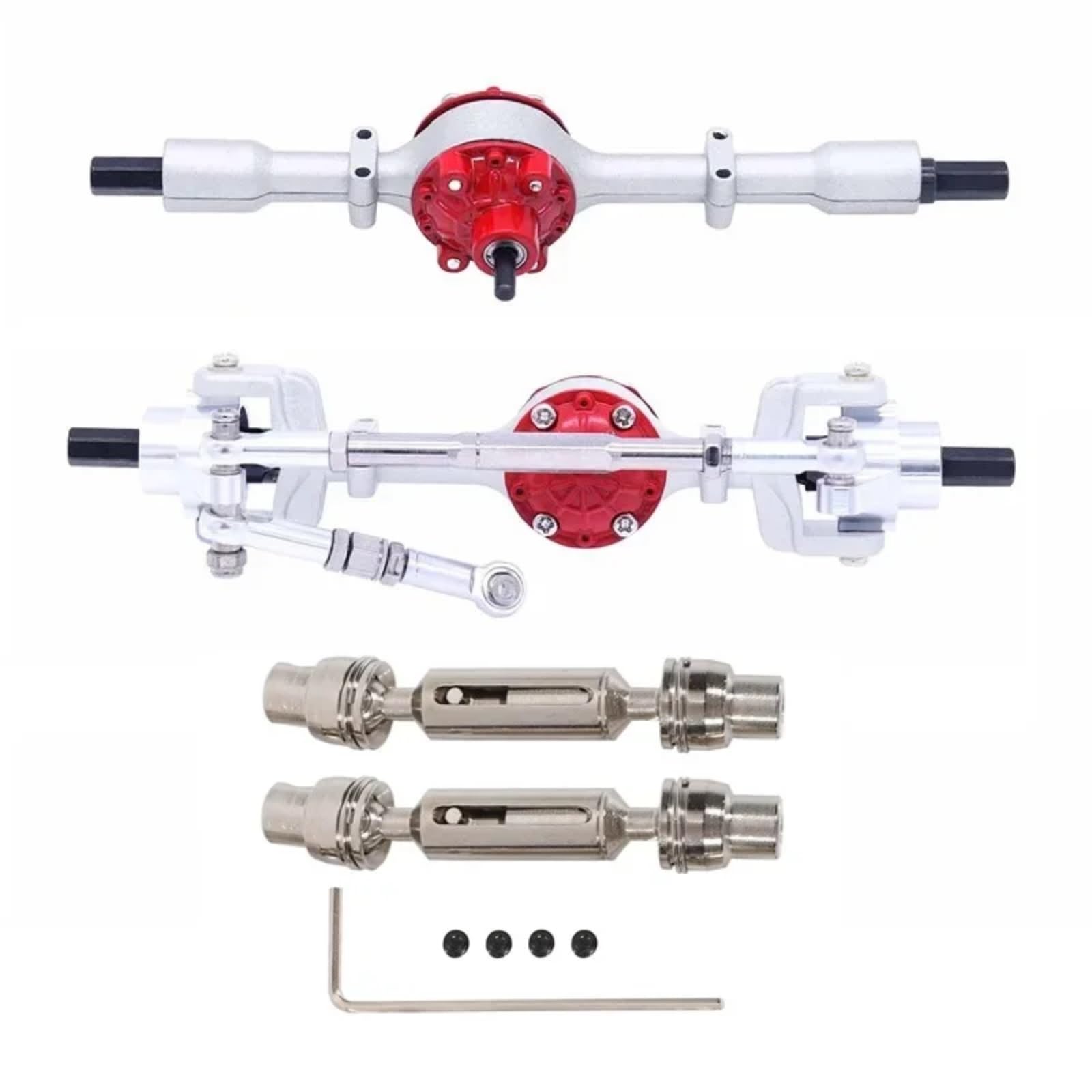 TOQPCZA Für WPL Für C14 C24 C34 C44 C54 B14 B24 1/16 Metall Vordere Hinterachse Und Antriebswelle Set RC Auto Upgrade Teile Zubehör RC Autoteile(Silver B) von TOQPCZA