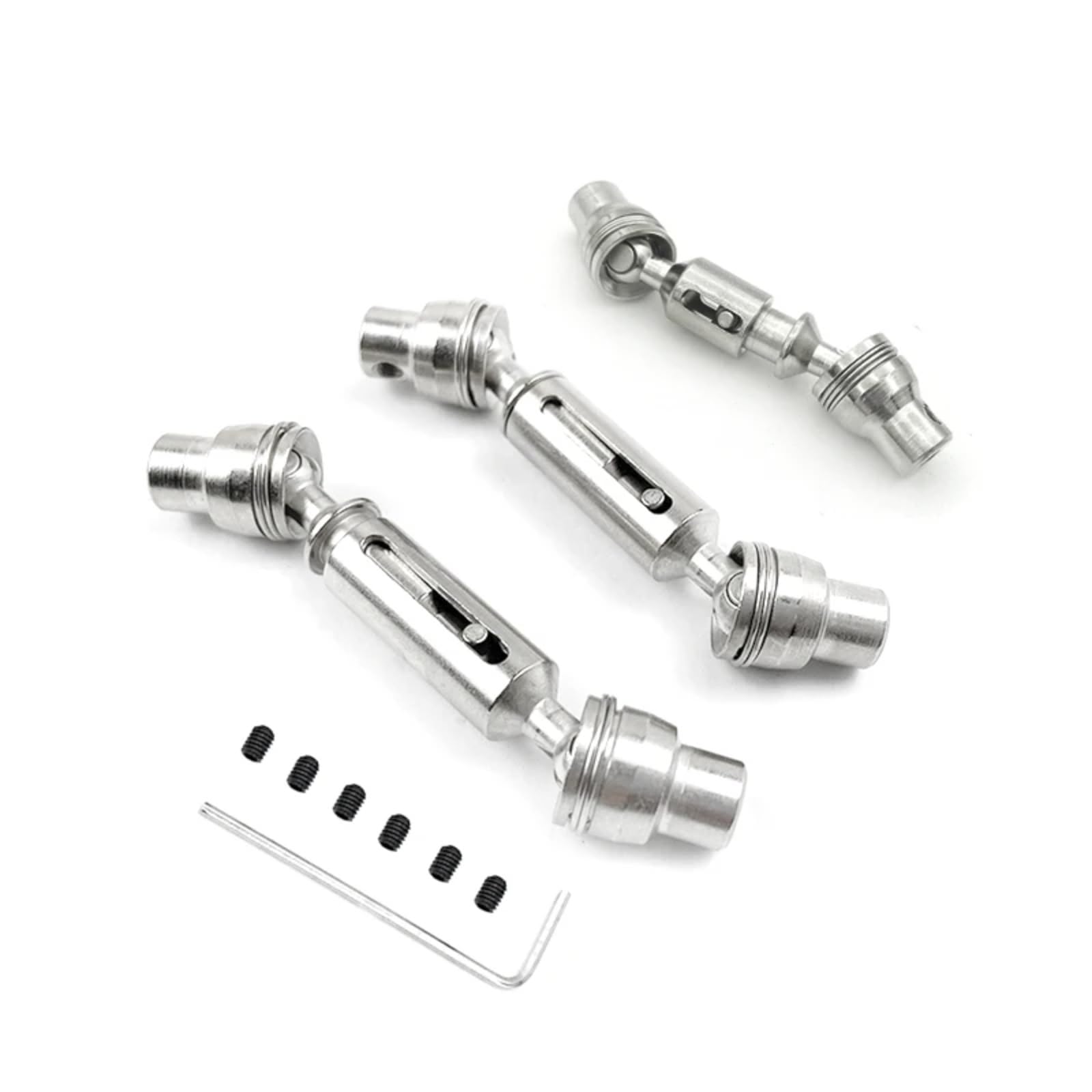 TOQPCZA Für WPL Für C14 C24 D12 B14 B24 B16 B36 Für MN Für D90 MN98 MN99S Metall Antriebswelle Antriebswelle CVD 4x4 6x6 4WD 6WD RC Auto Upgrades Teile RC Autoteile(Silver,6x6) von TOQPCZA