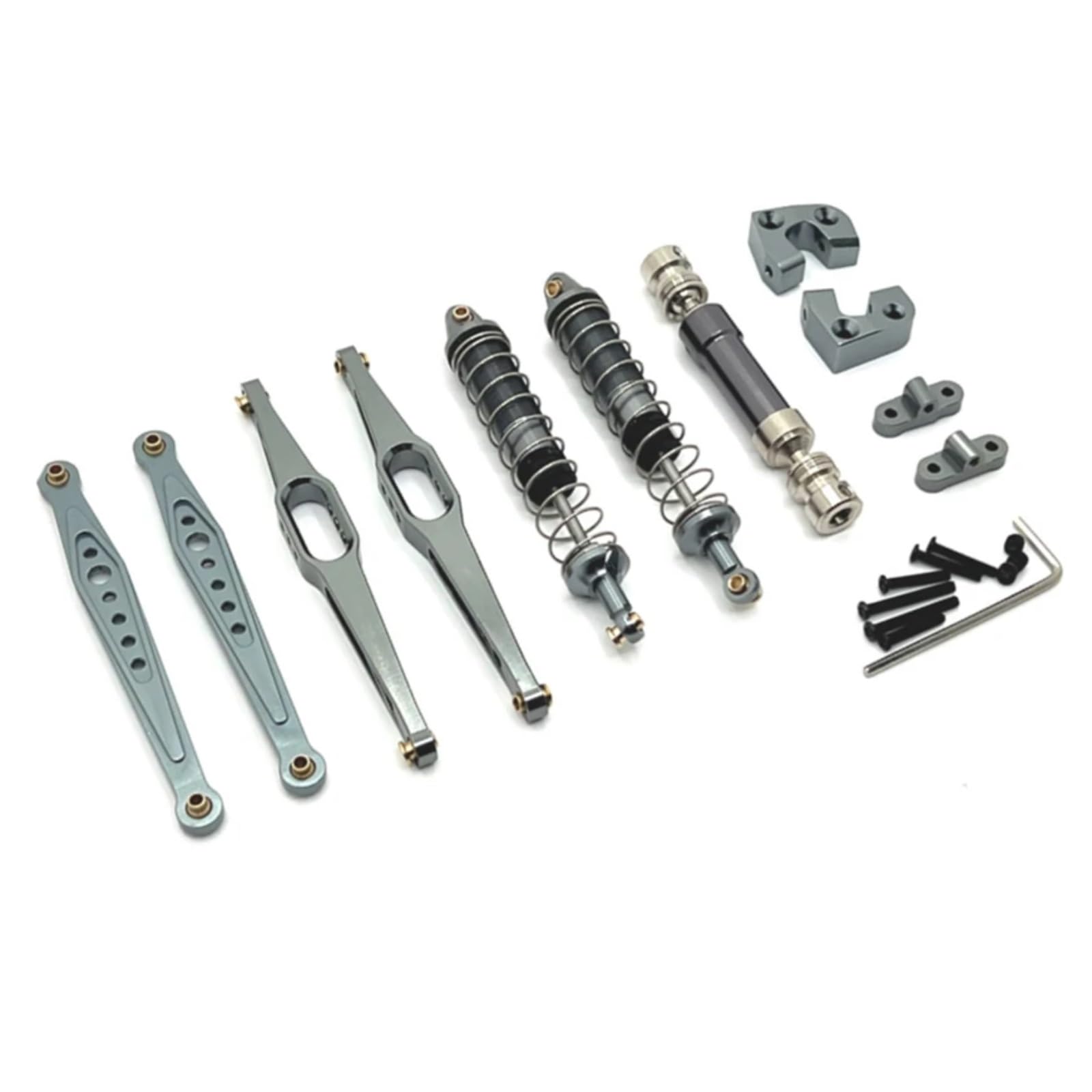 TOQPCZA Für Wltoys Für 124006 12423 12427 12428 12429 1/12 RC Auto Zubehör Metall Upgrade Teile Kit Antriebswelle Stoßdämpfer Hinteren Arme RC Autoteile(Grey) von TOQPCZA