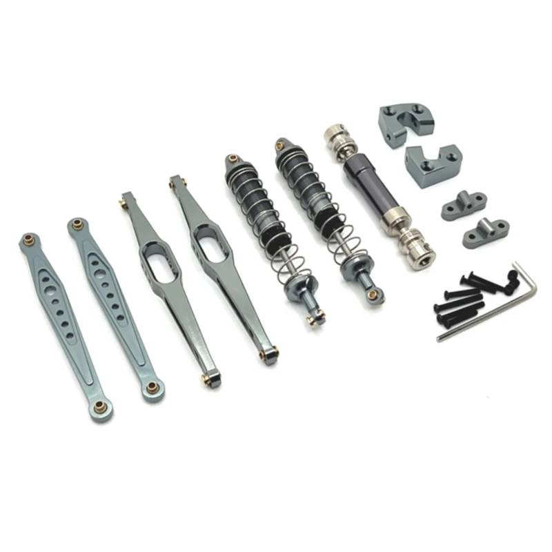 TOQPCZA Für Wltoys Für 124006 12423 12427 12428 12429 1/12 RC Auto Zubehör Metall Upgrade Teile Kit Antriebswelle Stoßdämpfer Hinteren Arme RC Autoteile(Grey) von TOQPCZA