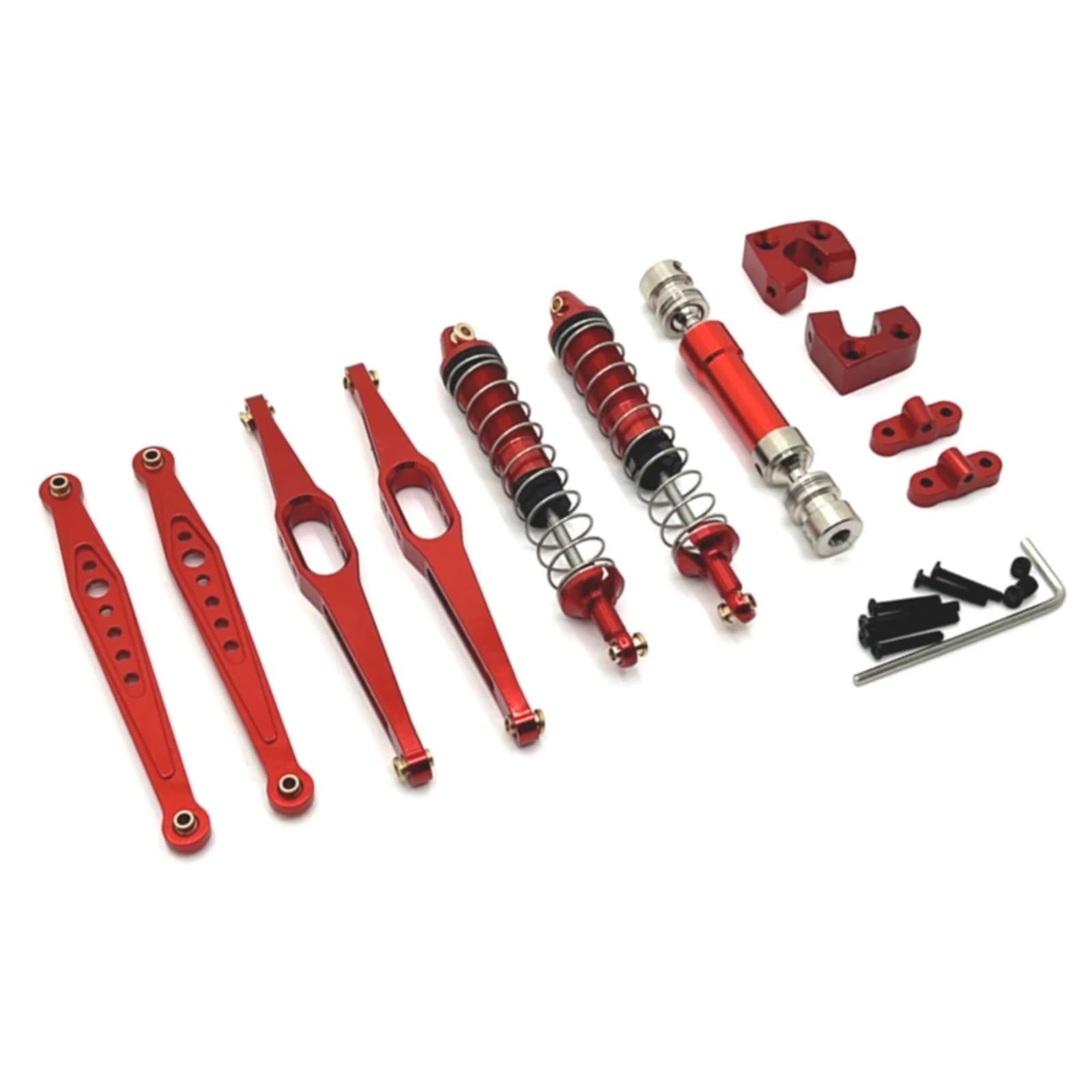 TOQPCZA Für Wltoys Für 124006 12423 12427 12428 12429 1/12 RC Auto Zubehör Metall Upgrade Teile Kit Antriebswelle Stoßdämpfer Hinteren Arme RC Autoteile(Red) von TOQPCZA