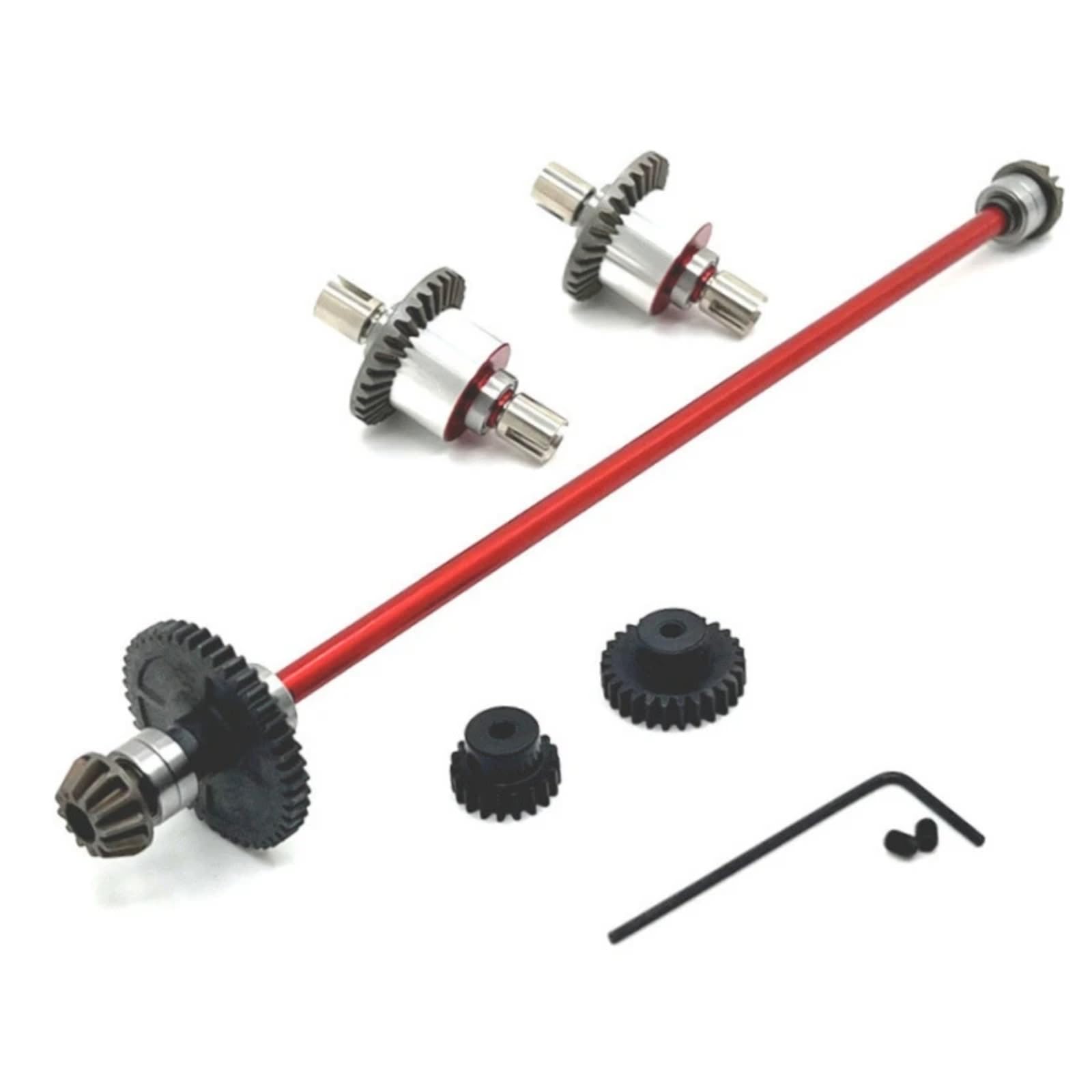 TOQPCZA Für Wltoys Für 124016 124017 124019 124007 124008 1/12 Upgrade Teile Metall Differential Und Zentrale Antriebswelle Montage RC Autoteile(Red) von TOQPCZA