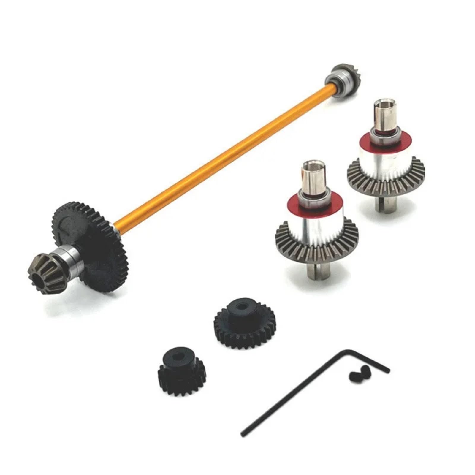 TOQPCZA Für Wltoys Für 144001 144002 144010 Für RIaarIo Für XDKJ-001 006 1/14 RC Auto Upgrade Teile Metall Differential Und Zentrale Antriebswelle Montage RC Autoteile(Yellow) von TOQPCZA