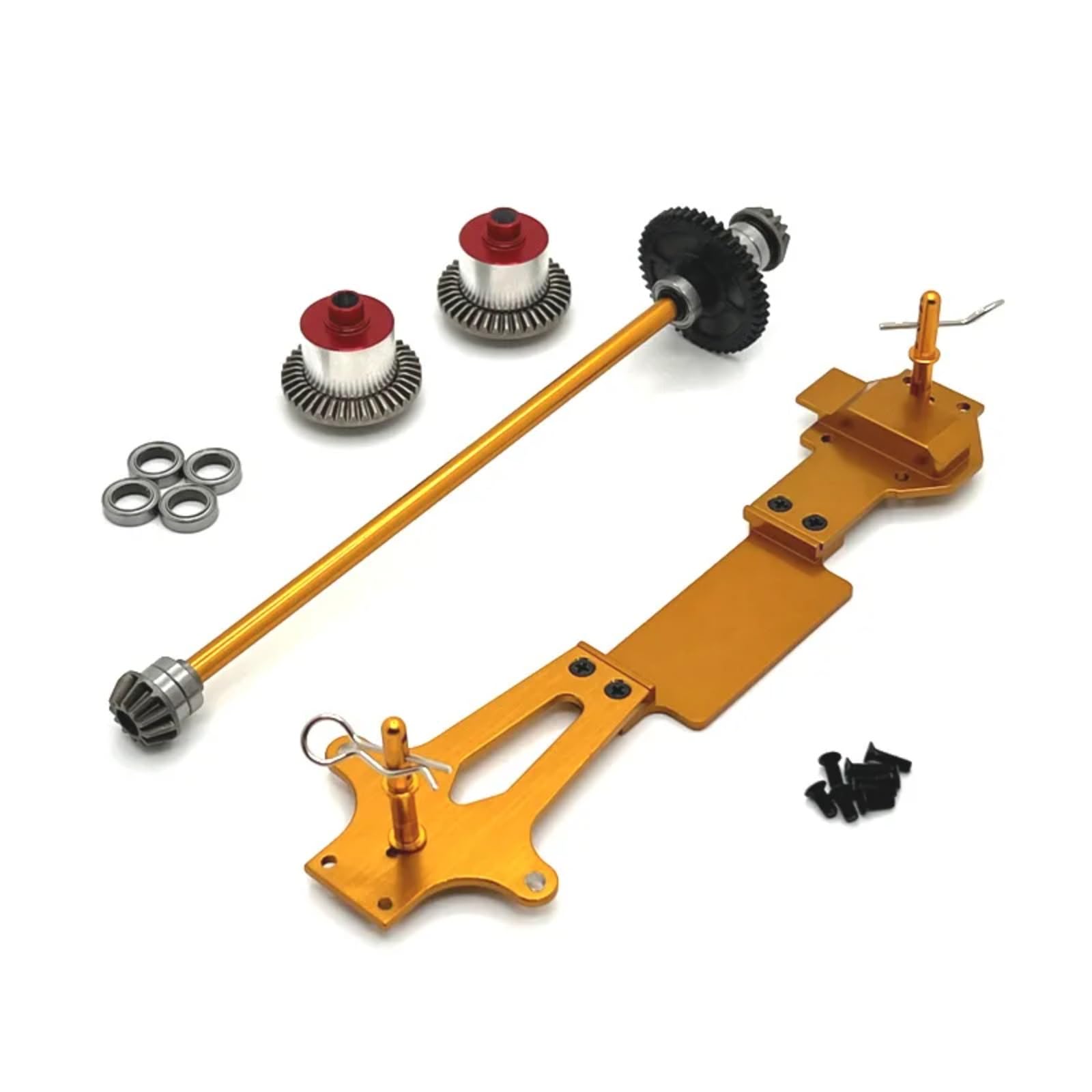 TOQPCZA Für Wltoys Für 144001 144010 144016 144018 Für RIaarIo 1/14 RC Auto Upgrade Teile Metall Zweite Boden Bord Differential Zentrale Antriebswelle RC Autoteile(Yellow) von TOQPCZA