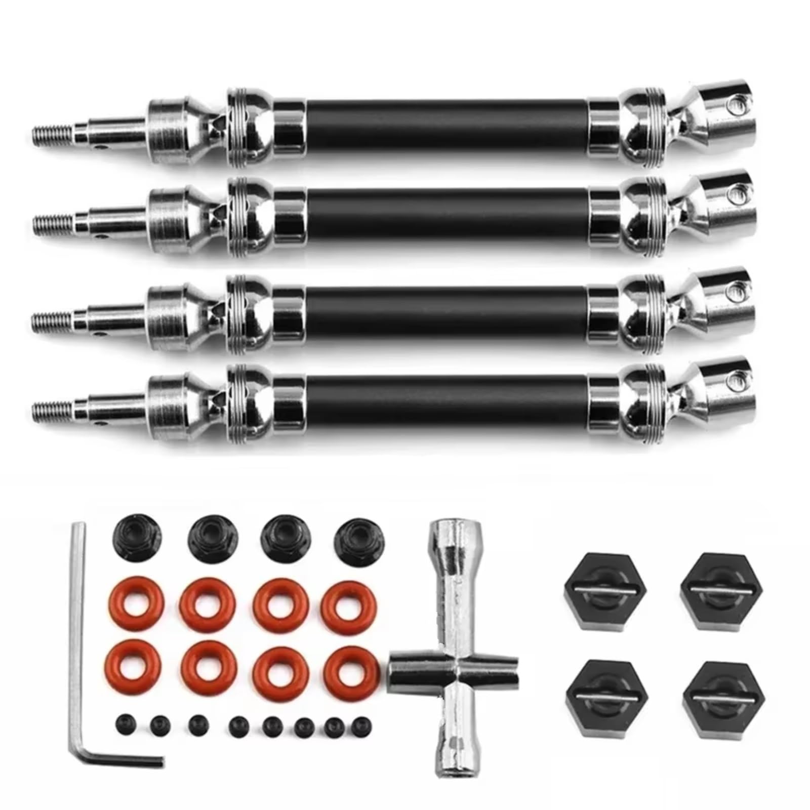 TOQPCZA RC Autoteile Für Arrma Für Big Für Rock V3 3S Für BLX 4X4 1/10 Metall Stahl Vorne Hinten Antriebswelle CVD RC Auto Upgrades Teile Zubehör(Black) von TOQPCZA