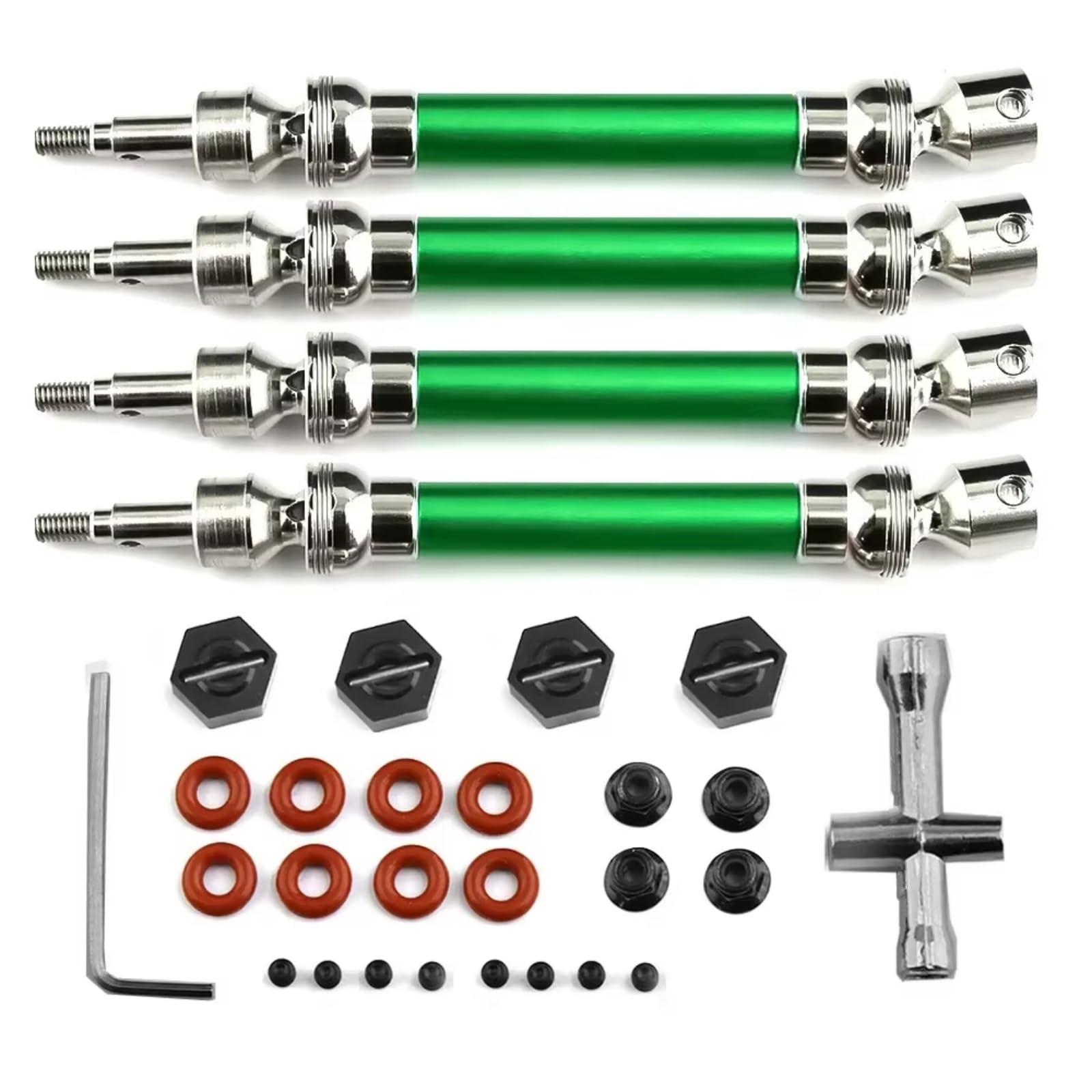 TOQPCZA RC Autoteile Für Arrma Für Big Für Rock V3 3S Für BLX 4X4 1/10 Metall Stahl Vorne Hinten Antriebswelle CVD RC Auto Upgrades Teile Zubehör(Green) von TOQPCZA