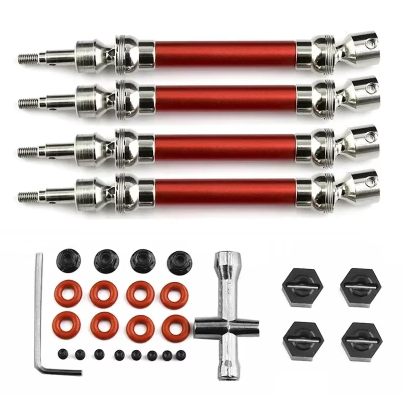 TOQPCZA RC Autoteile Für Arrma Für Big Für Rock V3 3S Für BLX 4X4 1/10 Metall Stahl Vorne Hinten Antriebswelle CVD RC Auto Upgrades Teile Zubehör(Red) von TOQPCZA
