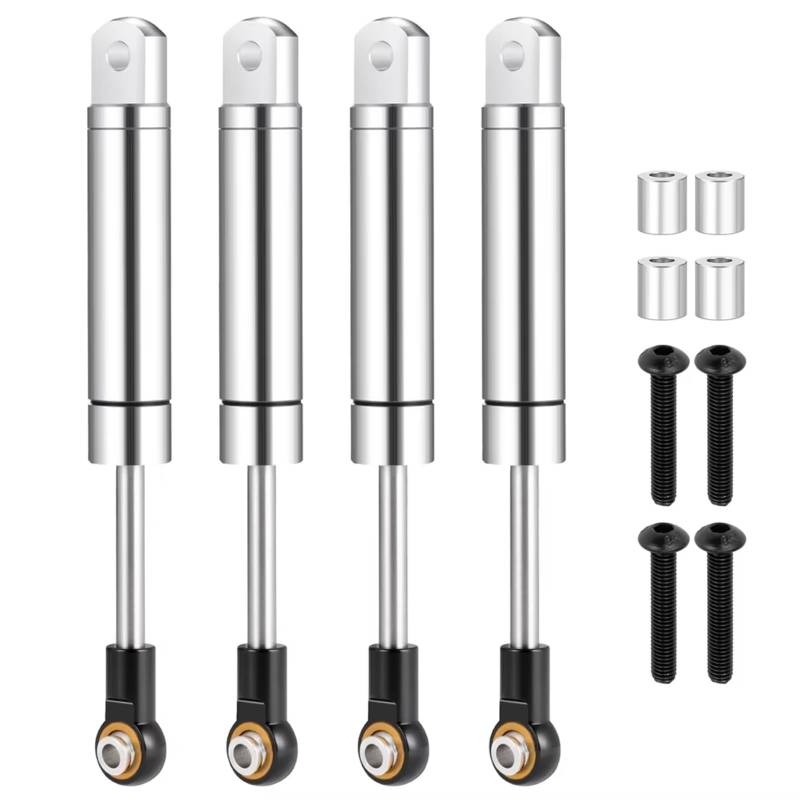 TOQPCZA RC Autoteile Für Axial Für SCX10 1/10 4Pcs Aluminium Legierung Stoßdämpfer RC Fernbedienung Für Rock Crawler Auto Teile(Silver) von TOQPCZA