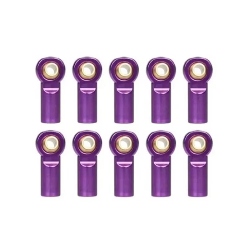 TOQPCZA RC Autoteile Für Axial Für SCX10 D90 D110 Für Tamiya CC01 1/10 10Pcs Metall M3 Link Spurstangenkopf Kugelgelenk RC Auto Crawler Upgrade Zubehör(Purple) von TOQPCZA