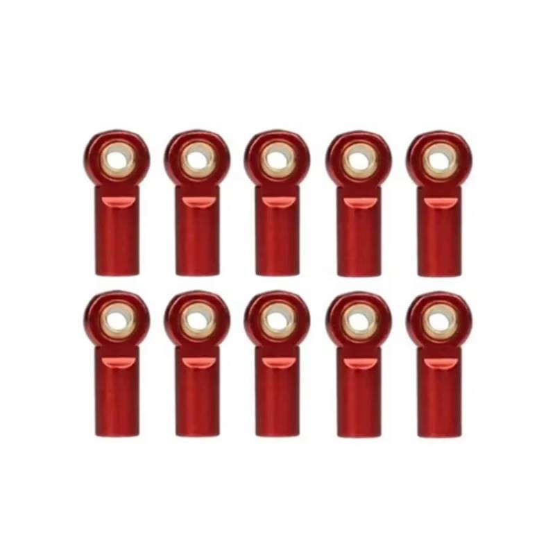 TOQPCZA RC Autoteile Für Axial Für SCX10 D90 D110 Für Tamiya CC01 1/10 10Pcs Metall M3 Link Spurstangenkopf Kugelgelenk RC Auto Crawler Upgrade Zubehör(Red) von TOQPCZA