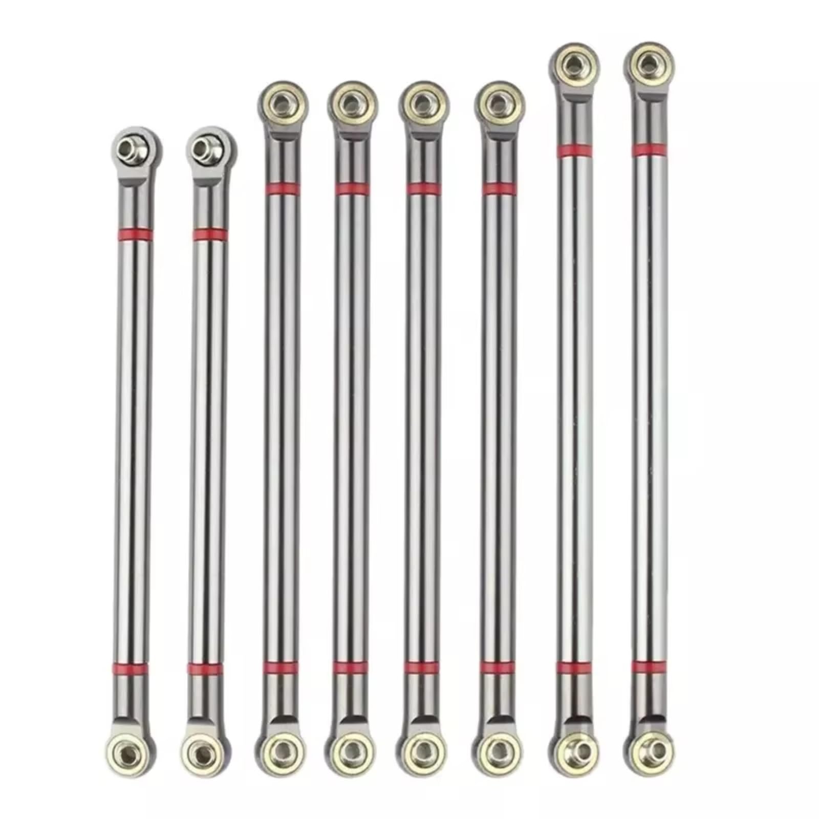 TOQPCZA RC Autoteile Für Axial Für SCX10 Für RGT 86100 1/10 8 Stück Aluminium Metall Gewinde Pleuel Mit M3 Stange Ende Kit 313mm Radstand(Gray) von TOQPCZA