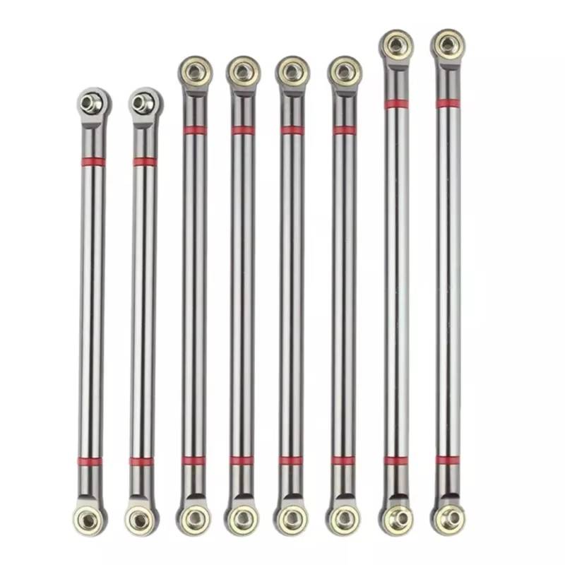 TOQPCZA RC Autoteile Für Axial Für SCX10 Für RGT 86100 1/10 8 Stück Aluminium Metall Gewinde Pleuel Mit M3 Stange Ende Kit 313mm Radstand(Gray) von TOQPCZA
