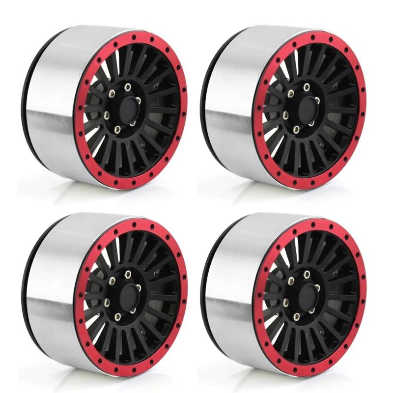 TOQPCZA RC Autoteile Für Axial Für SCX10 Für Wraith RR10 YK4082 1/8 1/10 RC Crawler Auto 4 Stücke 2,6 "Metall Beadlock Felge Rad Hub(Red) von TOQPCZA