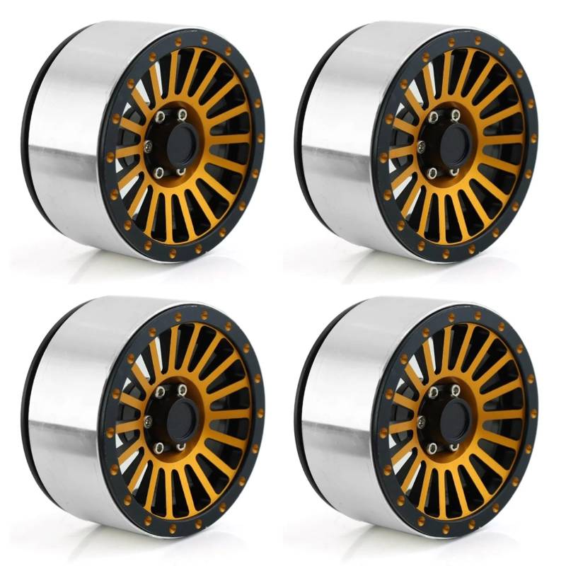 TOQPCZA RC Autoteile Für Axial Für SCX10 Für Wraith RR10 YK4082 1/8 1/10 RC Crawler Auto 4 Stücke 2,6 "Metall Beadlock Felge Rad Hub(Yellow) von TOQPCZA