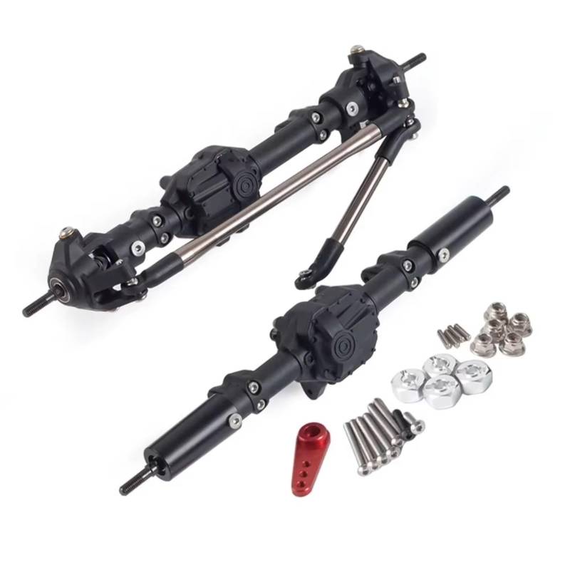 TOQPCZA RC Autoteile Für Axial Für SCX10 II 90046 47 Für RGT 86100 1/10 RC Crawler Kunststoff Gerade Vorne Hinterachse Set Mit Metall Vorwärts Rückwärts Kegelradgetriebe(Reverse Axle Set) von TOQPCZA