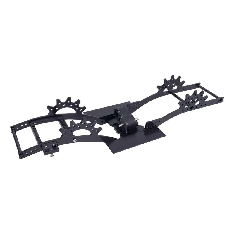 TOQPCZA RC Autoteile Für Capra Für SCX10 Für LCG Für Chassis 1/10 Rc Crawler Auto II VS4-10 Upgrade Teile Aluminium Legierung Kit Rahmen Mit Getriebe Doppel Servo Halterung(Black) von TOQPCZA