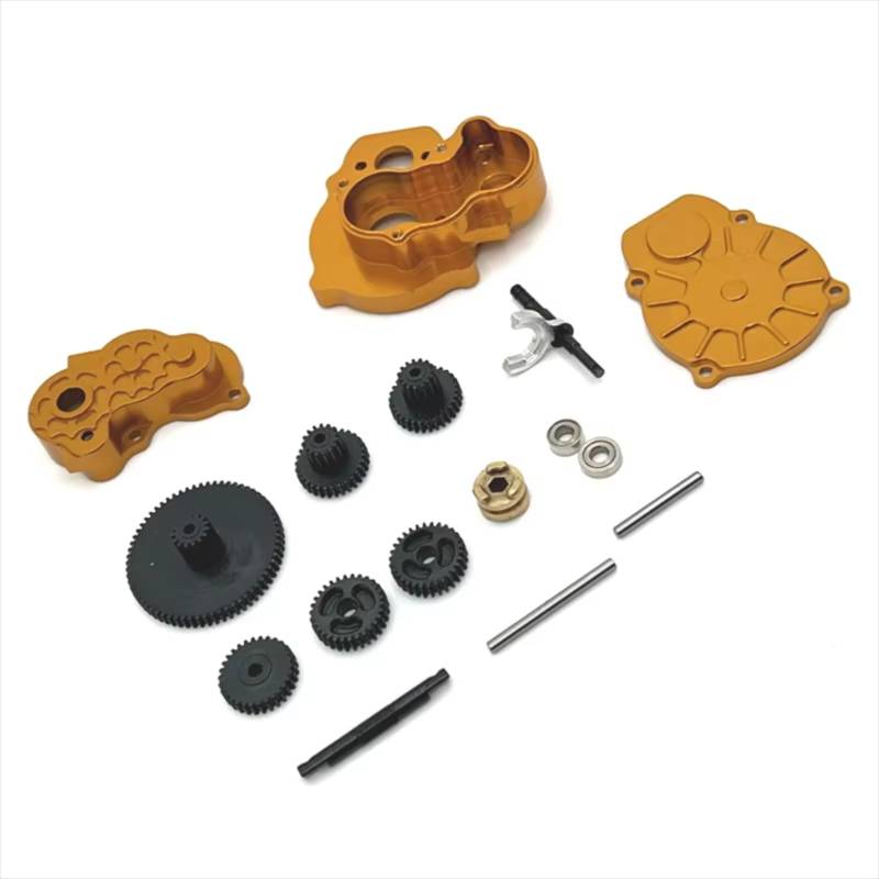 TOQPCZA RC Autoteile Für FMS 1/24 Für FCX24 Xiaoqi Für FCX18 Crusher K5 Metall Dual Speed ​​Transmission RC Auto Verbesserte Teile Ersatz Zubehör(Yellow) von TOQPCZA