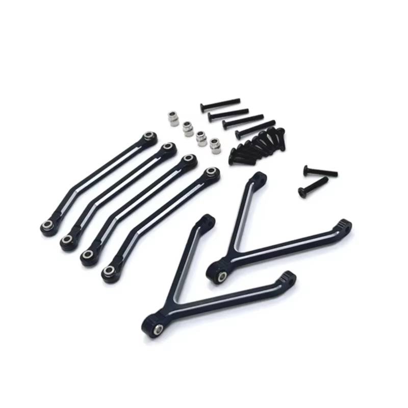 TOQPCZA RC Autoteile Für FMS Für FCX24 1/24 1 Set Metall Für Chassis Links Zugstangen Spurstangen RC Crawler Auto Upgrades Teile Zubehör(Black) von TOQPCZA