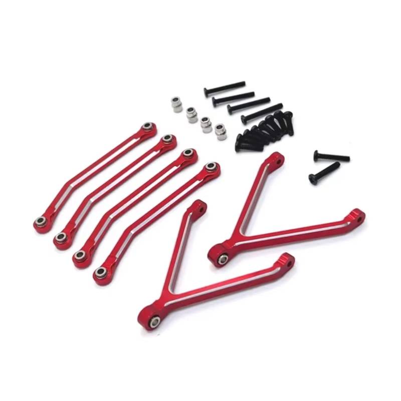 TOQPCZA RC Autoteile Für FMS Für FCX24 1/24 1 Set Metall Für Chassis Links Zugstangen Spurstangen RC Crawler Auto Upgrades Teile Zubehör(Red) von TOQPCZA