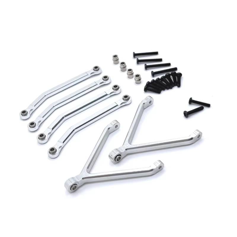 TOQPCZA RC Autoteile Für FMS Für FCX24 1/24 1 Set Metall Für Chassis Links Zugstangen Spurstangen RC Crawler Auto Upgrades Teile Zubehör(Silver) von TOQPCZA