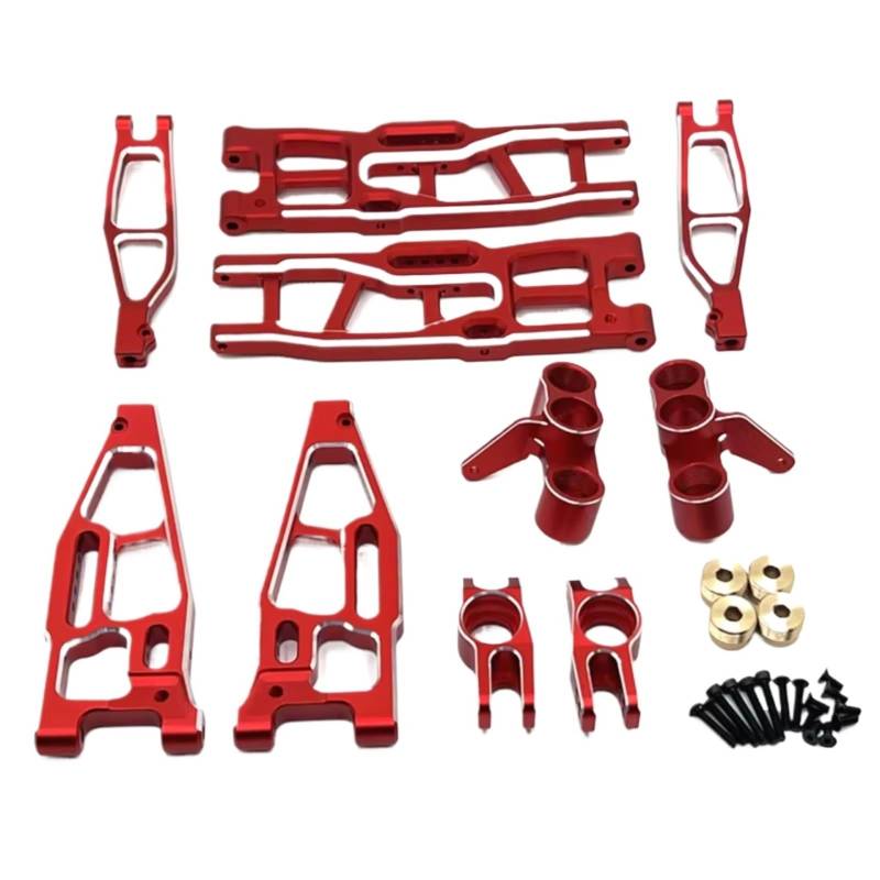 TOQPCZA RC Autoteile Für FS Für Racing Für Tank Für Atom Sharks Leopard Für Focus 6S 1/8 Metall Vorder- Und Hinterradaufhängung Lenkblock RC Auto Upgrade Teile(Red) von TOQPCZA