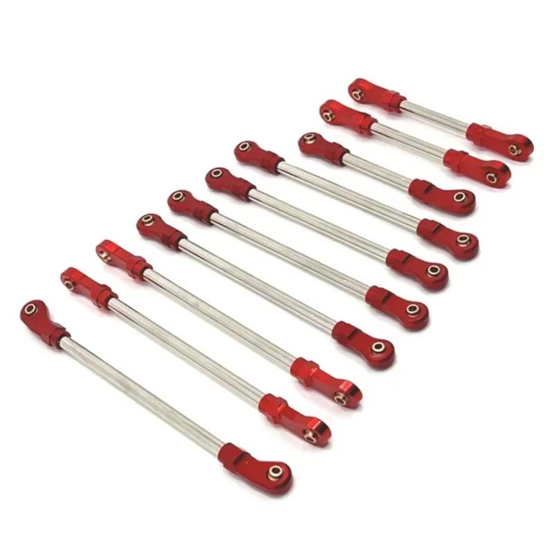 TOQPCZA RC Autoteile Für HB 1/10 R1001 R1002 R1003 Metall Zugstange RC Auto Upgrade Zubehör Teile Fernbedienung Auto Ersatzteile(Red) von TOQPCZA