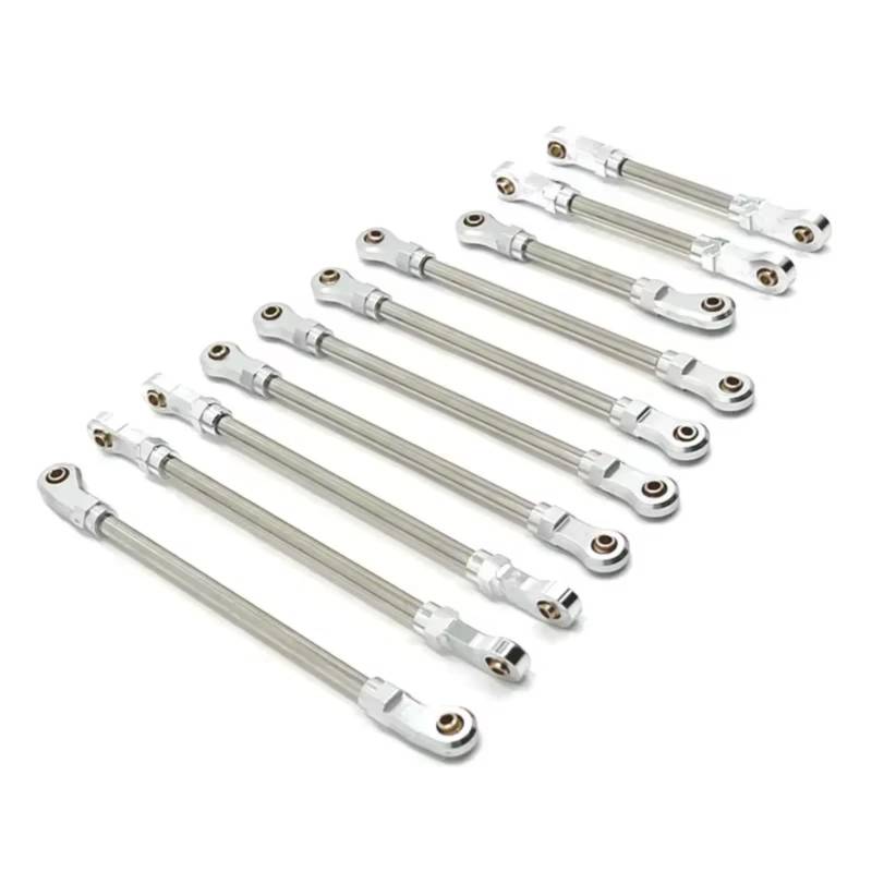TOQPCZA RC Autoteile Für HB 1/10 R1001 R1002 R1003 Metall Zugstange RC Auto Upgrade Zubehör Teile Fernbedienung Auto Ersatzteile(Silver) von TOQPCZA