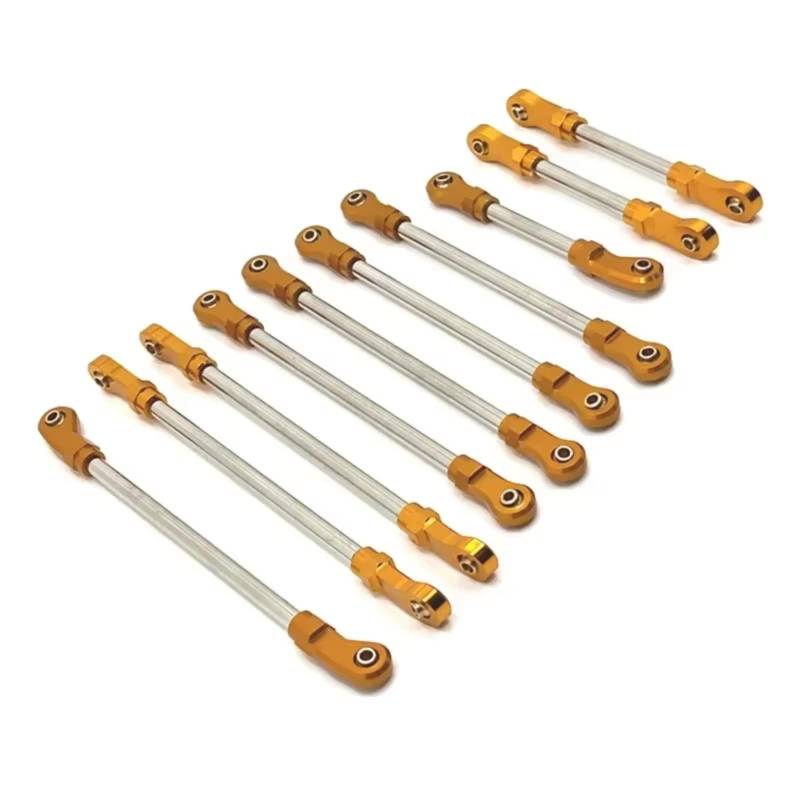 TOQPCZA RC Autoteile Für HB 1/10 R1001 R1002 R1003 Metall Zugstange RC Auto Upgrade Zubehör Teile Fernbedienung Auto Ersatzteile(Yellow) von TOQPCZA