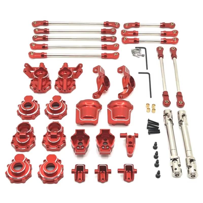 TOQPCZA RC Autoteile Für HB Für Spielzeug R1001 R1002 R1003 1/10 Metallportal Achse Getriebegehäuse Diff-Abdeckung Achsenhalterung Antriebswellenverbindungssatz RC Auto-Upgrade-Teile(Red) von TOQPCZA