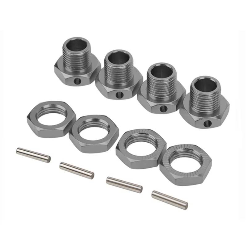 TOQPCZA RC Autoteile Für HSP 1/8 4 PCS Rad Sechskantschrauben Aluminium Rad Sechskantkupplung 17mm Upgrade Zubehör Teile Kit RC Auto Track Auto Teile(Gray) von TOQPCZA