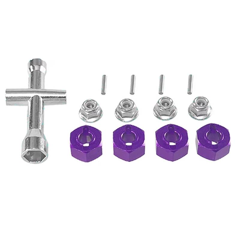 TOQPCZA RC Autoteile Für Hyper Go Für MJX 1/14 14209-10 H14BM 14301-02-03 1/16 H16bm Fernbedienung Auto Upgrade Kreuz Schlüssel Hex Set M4 Mutter Metall Teile(Purple) von TOQPCZA